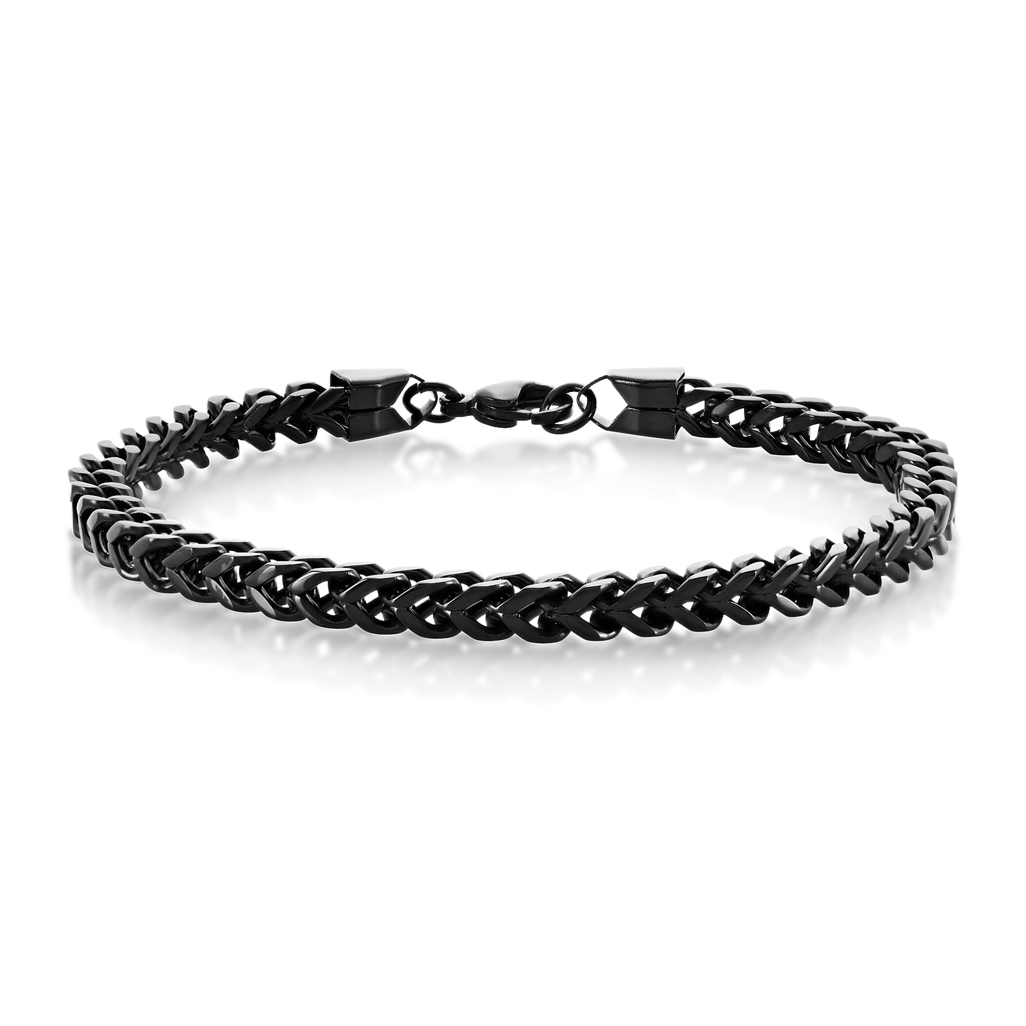 Men S Black Plated Polished Stainless Steel Franco Chain Men S Black Plated Polished Stainless Steel Franco Chain Bracelet 9 Inches 5mm Wide On Free Shipping Orders Over 45