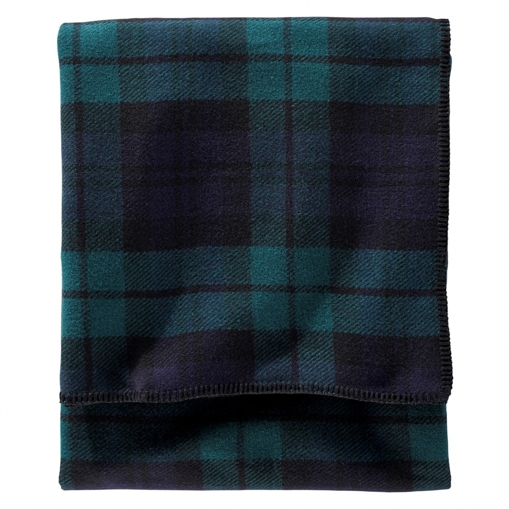 Pendleton Eco Wise Blue Green Black Watch Plaid Wool Blanket Overstock 12378073
