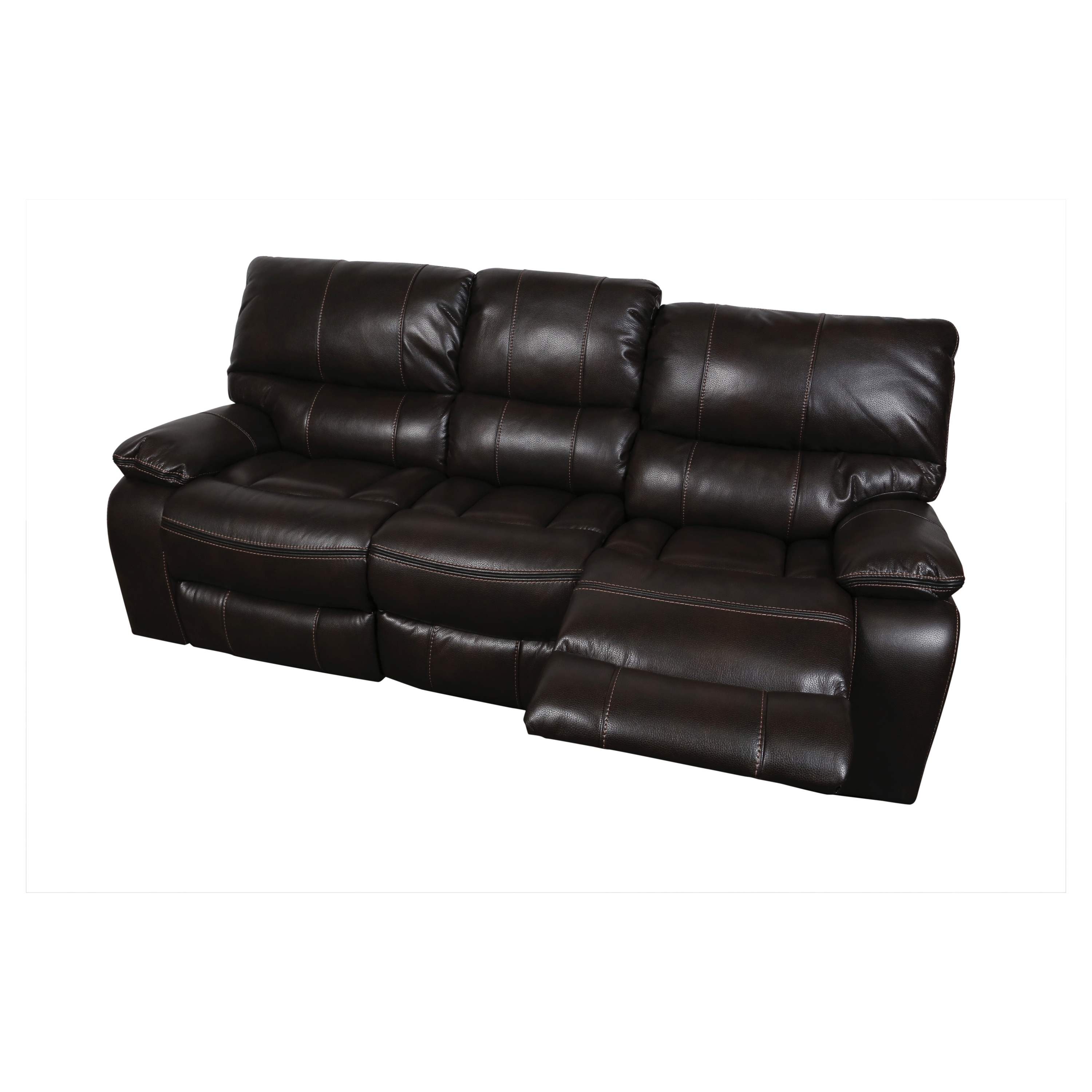 Porter Alameda Chocolate Brown Leather Like Dual Reclining Sofa Porter Alameda Chocolate Brown Leather Like Dual Reclining Sofa With Fold Down Center Console And Contrast Welt Free Shipping Today