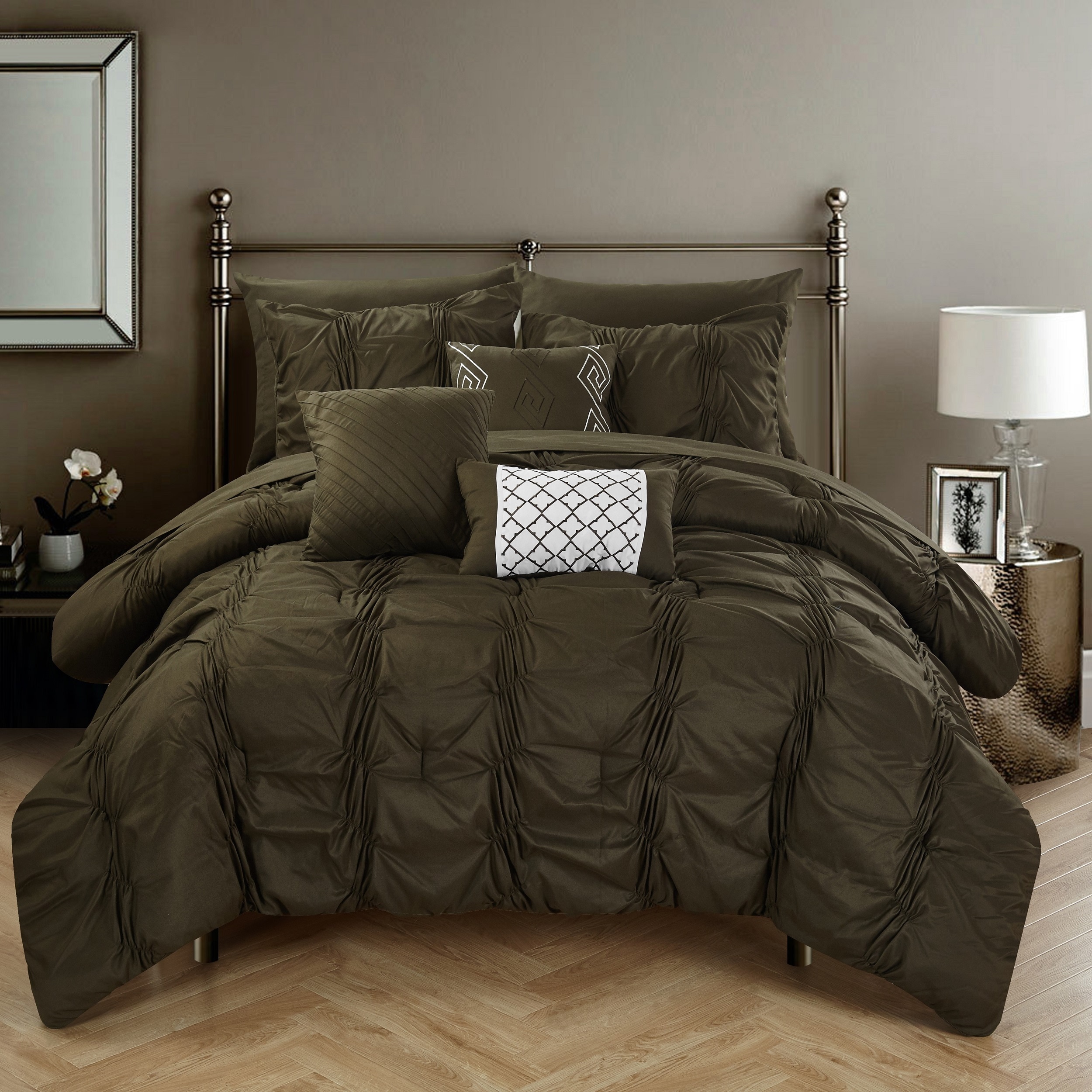 Chic Home Luna Brown Bed In A Bag Comforter 10 Piece Set On Chic Home Luna Brown Bed In A Bag Comforter 10 Piece Set On Free Shipping Today 12383724