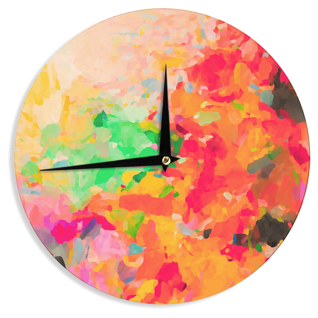 Kess Inhouse Oriana Cordero La Rochelle Abstract Red Multicolor Wall Clock