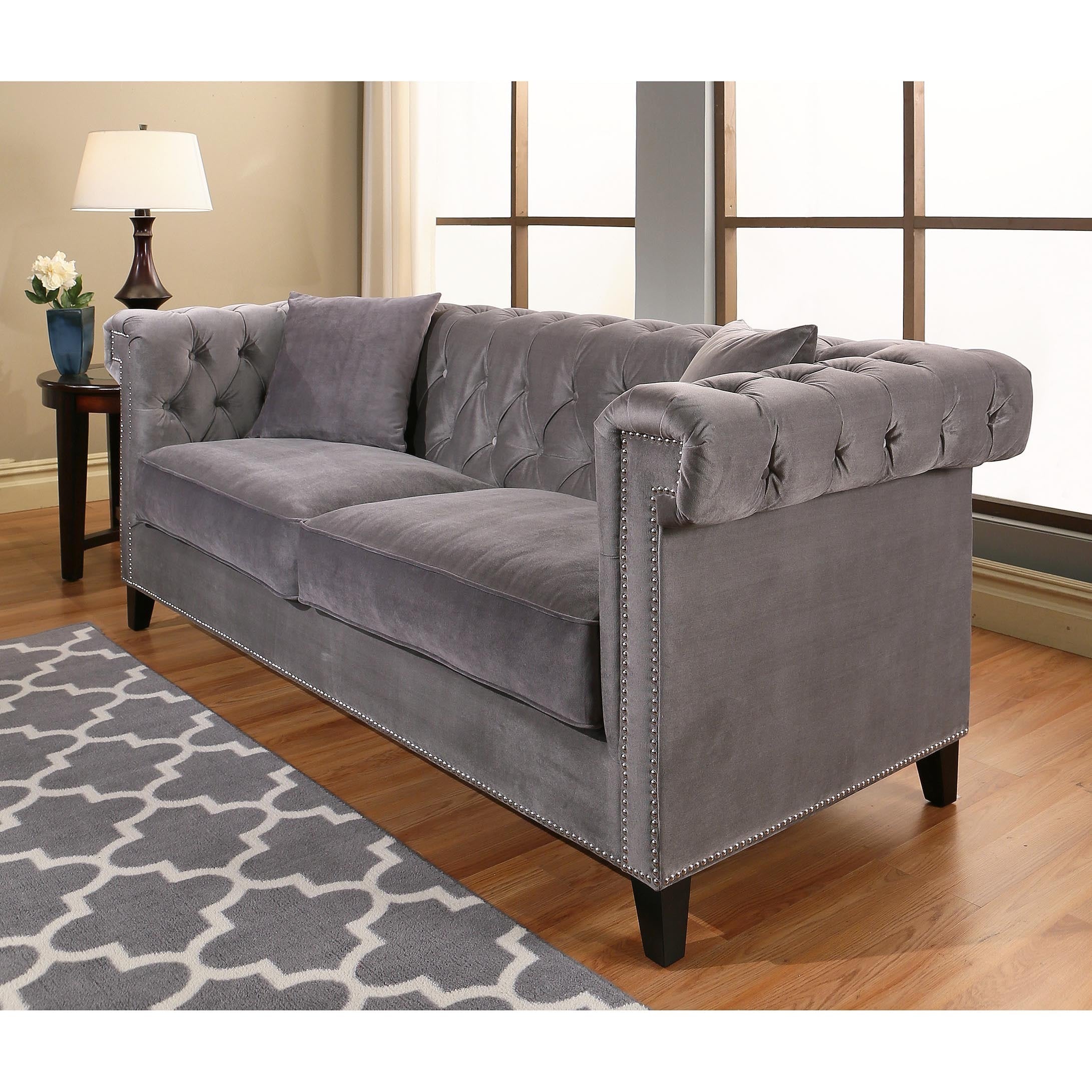 Abbyson Victoria Grey Velvet Sofa And Armchair Set Free Abbyson Victoria Grey Velvet Sofa And Armchair Set