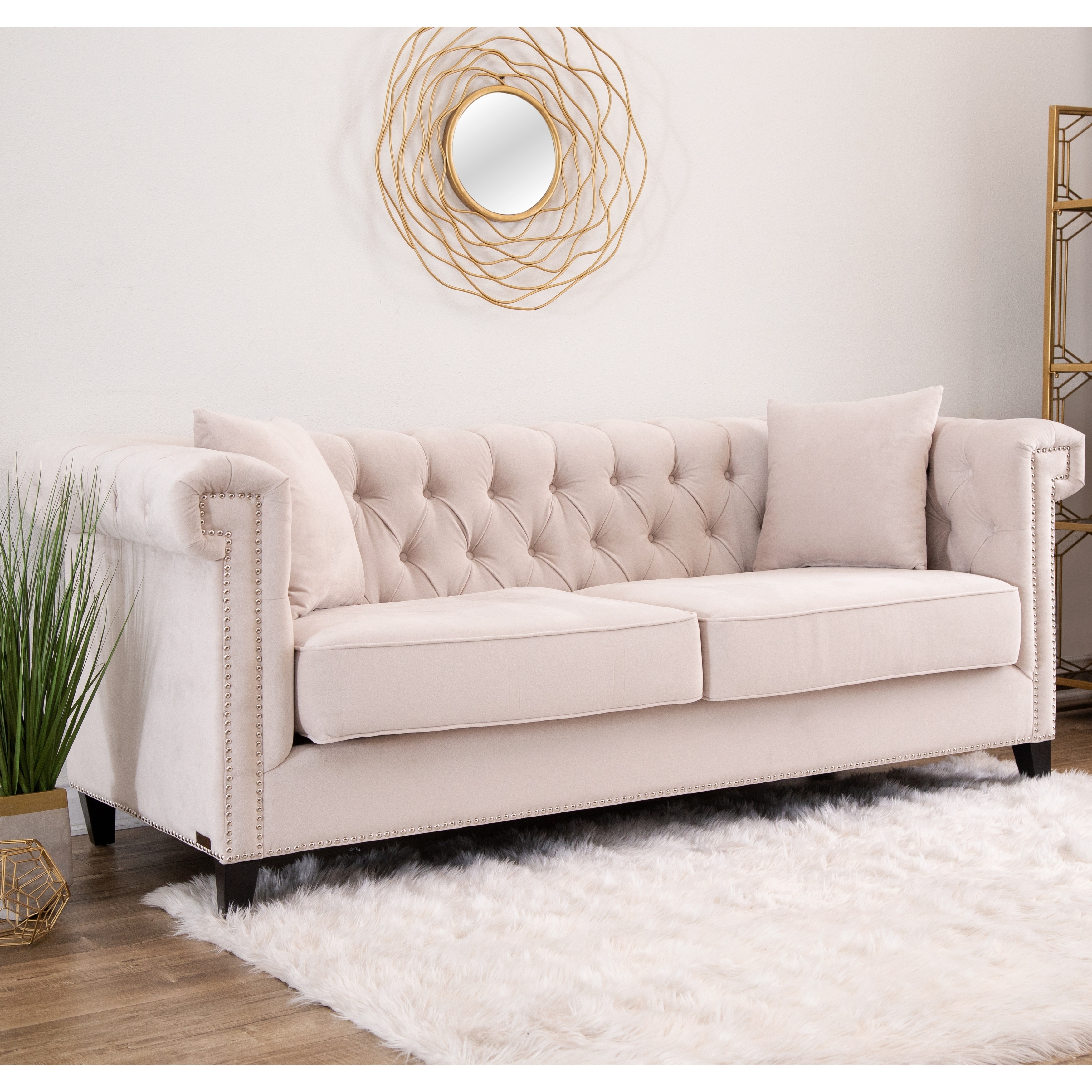 Abbyson Victoria Ivory Velvet Tufted Sofa On Free Abbyson Victoria Ivory Velvet Tufted Sofa On Free Shipping Today 12448969