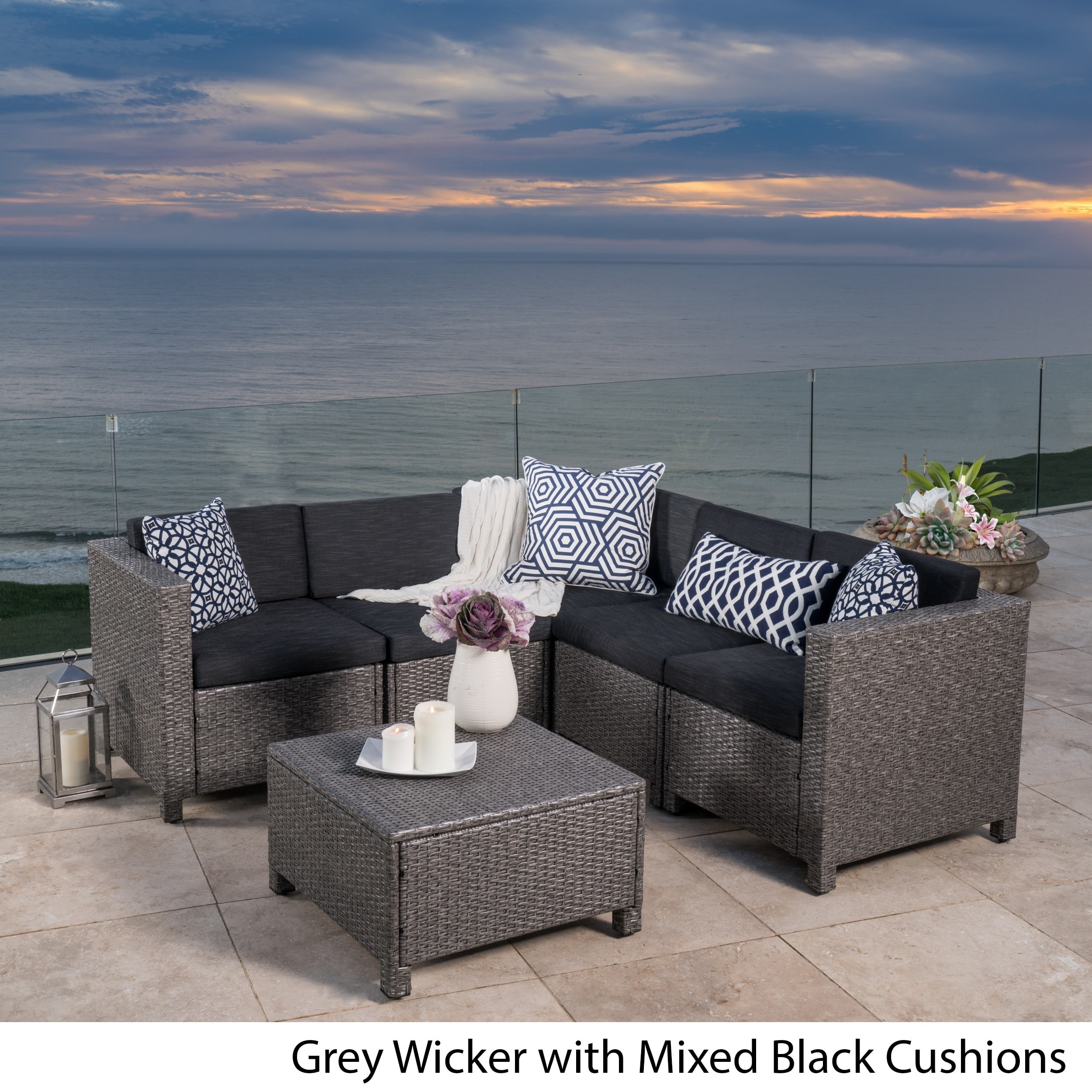 grey wicker outdoor furniture garden furniture shop puerta outdoor 6piece wicker vshaped sectional sofa set by christopher knight home on sale free shipping today overstockcom 12502410 grey wicker outdoor furniture garden furniture shop puerta outdoor 6piece wicker vshaped sectional sofa set by christopher knight home on sale free shipping today overstockcom 12502410