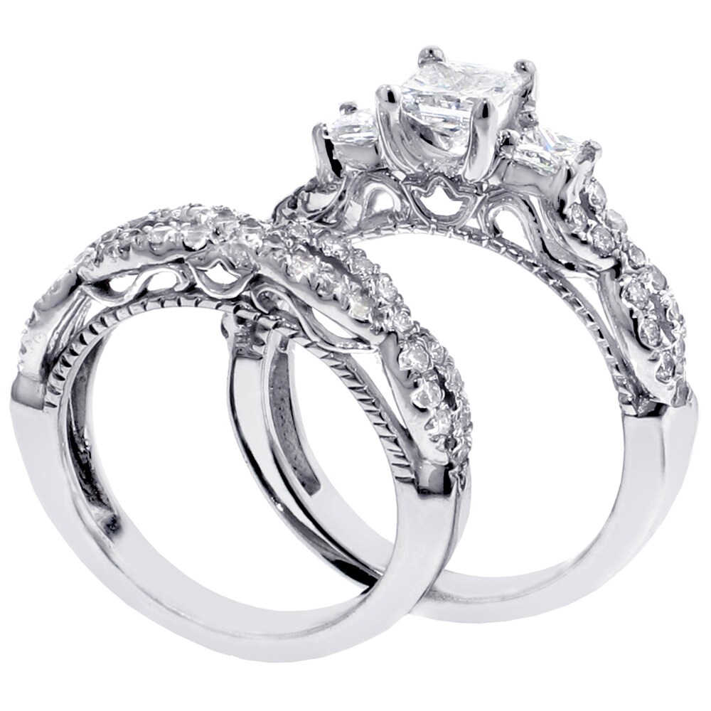 14k 18k Gold 2ct Tdw 3 Stone Princess Cut Diamond Braided Engagement 14k 18k Gold 2ct Tdw 3 Stone Princess Cut Diamond Braided Engagement Bridal Ring Set Free Shipping Today 19331841