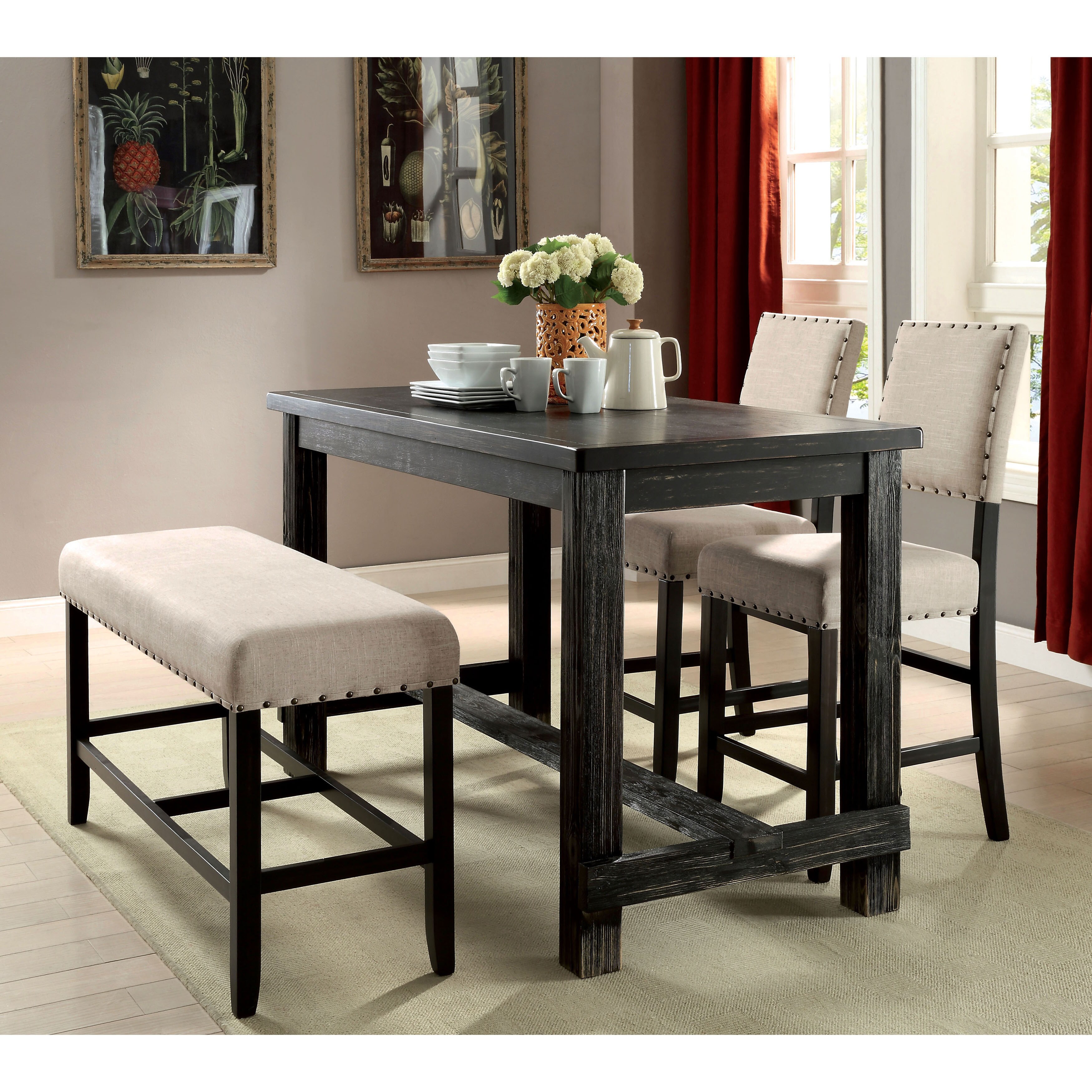 Furniture Of America Telara Contemporary Antique Black Counter Furniture Of America Telara Contemporary Antique Black Counter Height Dining Table On Free Shipping Today 20603772
