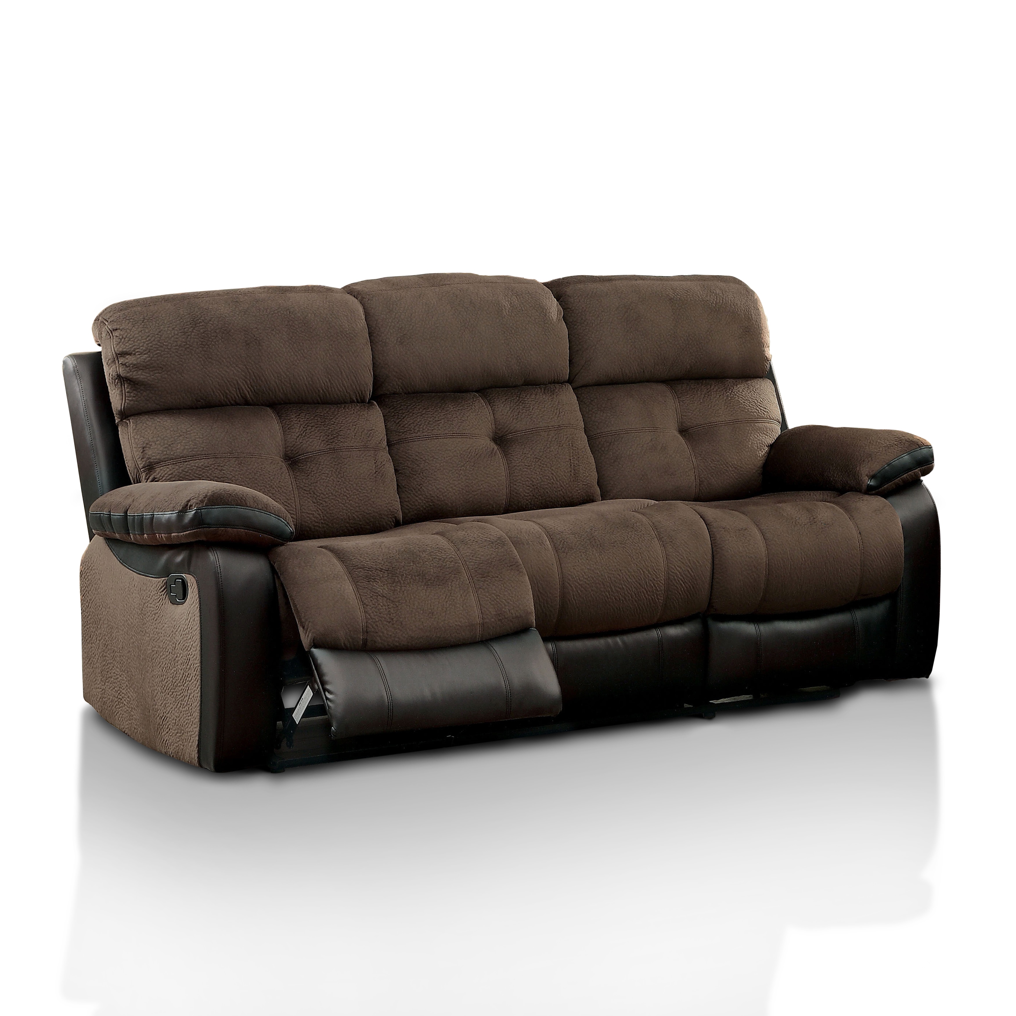 Furniture Of America Fawnie Two Tone Champion Fabric Leather Furniture Of America Fawnie Two Tone Champion Fabric Leather Reclining Sofa With Console Free Shipping Today 12636799
