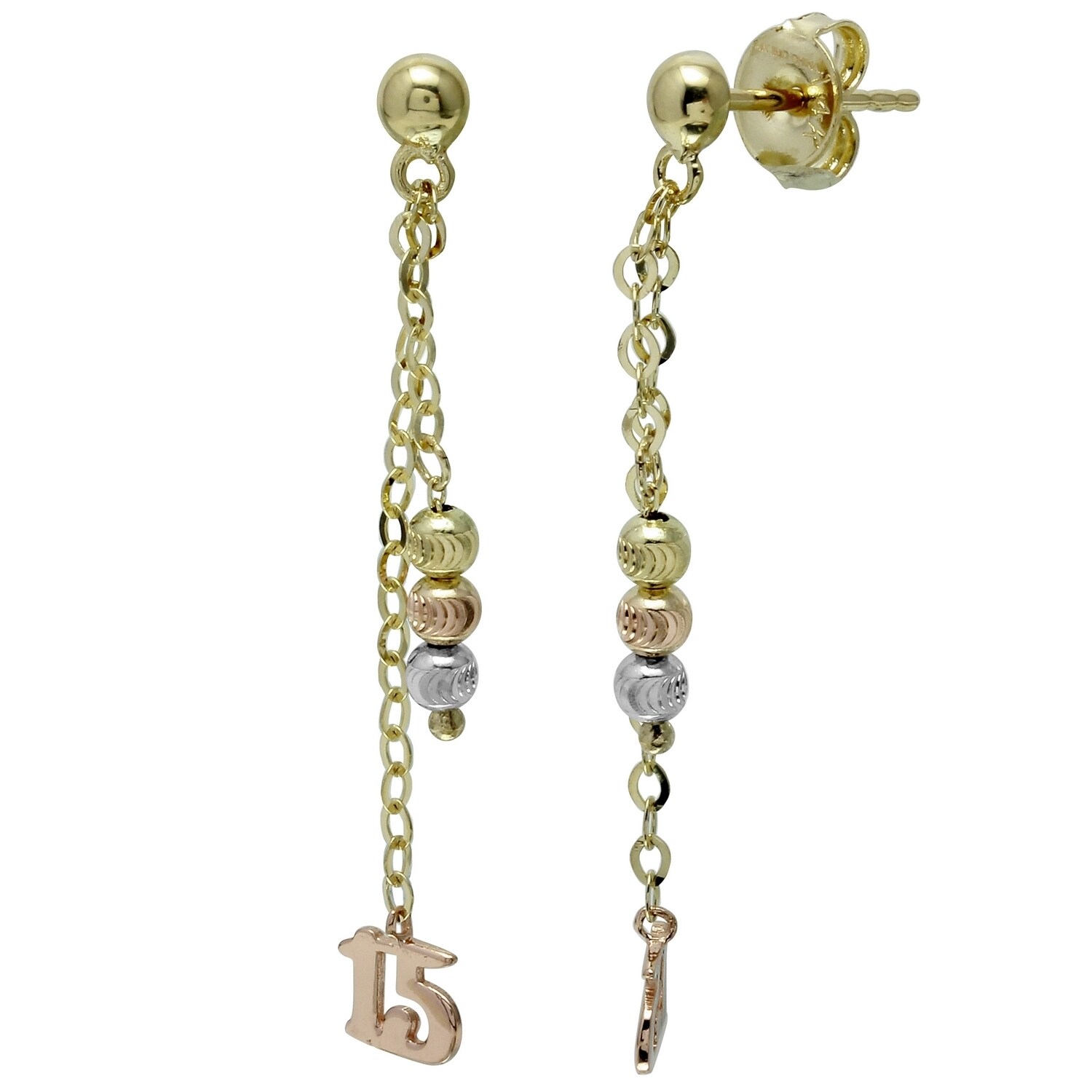 14k Tri Color Gold Quinceanera Heart Dangling Swing Earrings 14k Tri Color Gold Quinceanera Heart Dangling Swing Earrings Free Shipping Today 12656461