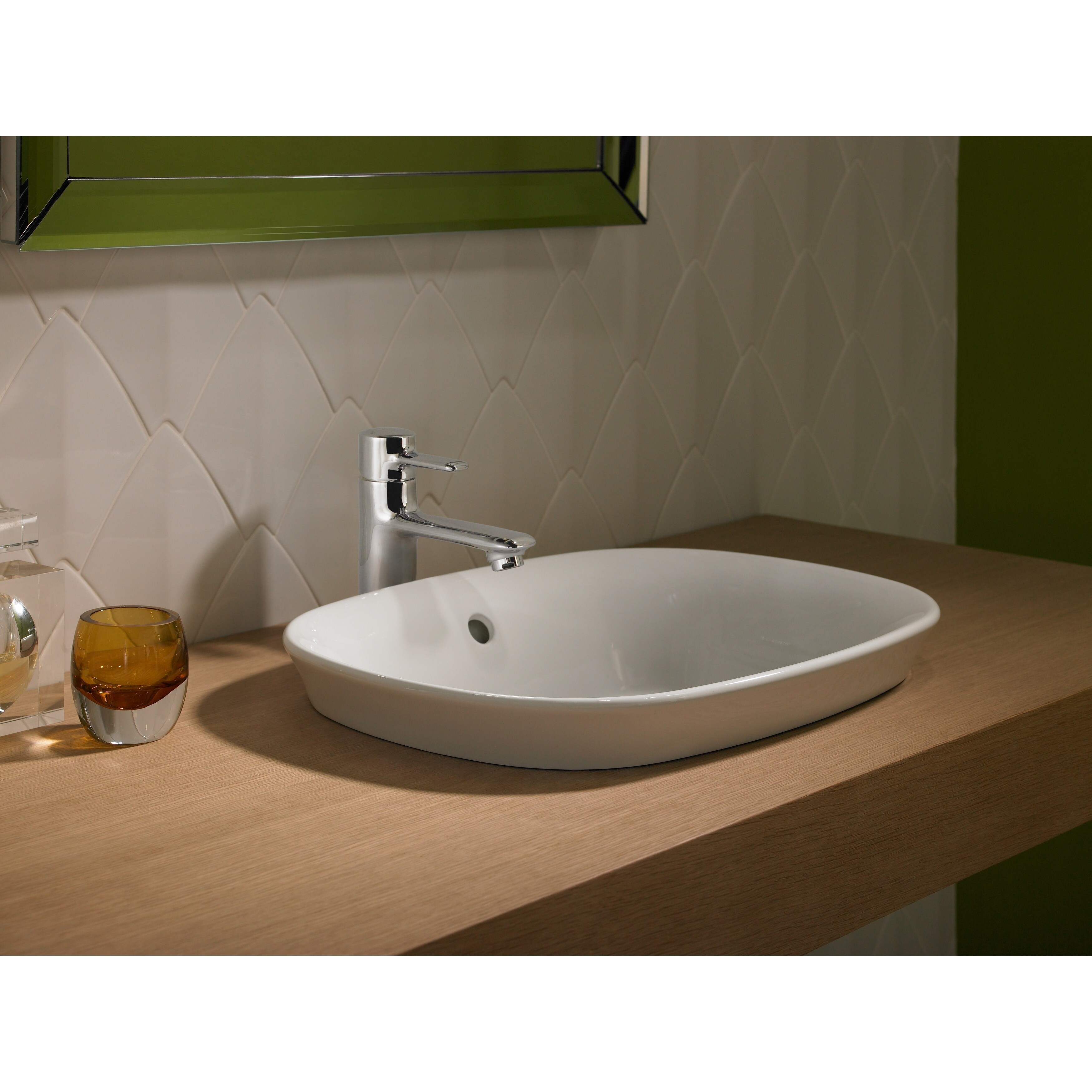 Toto Maris Oval Semi Recessed Vessel Bathroom Sink With Cefiontect Sedona Beige Lt480g 12