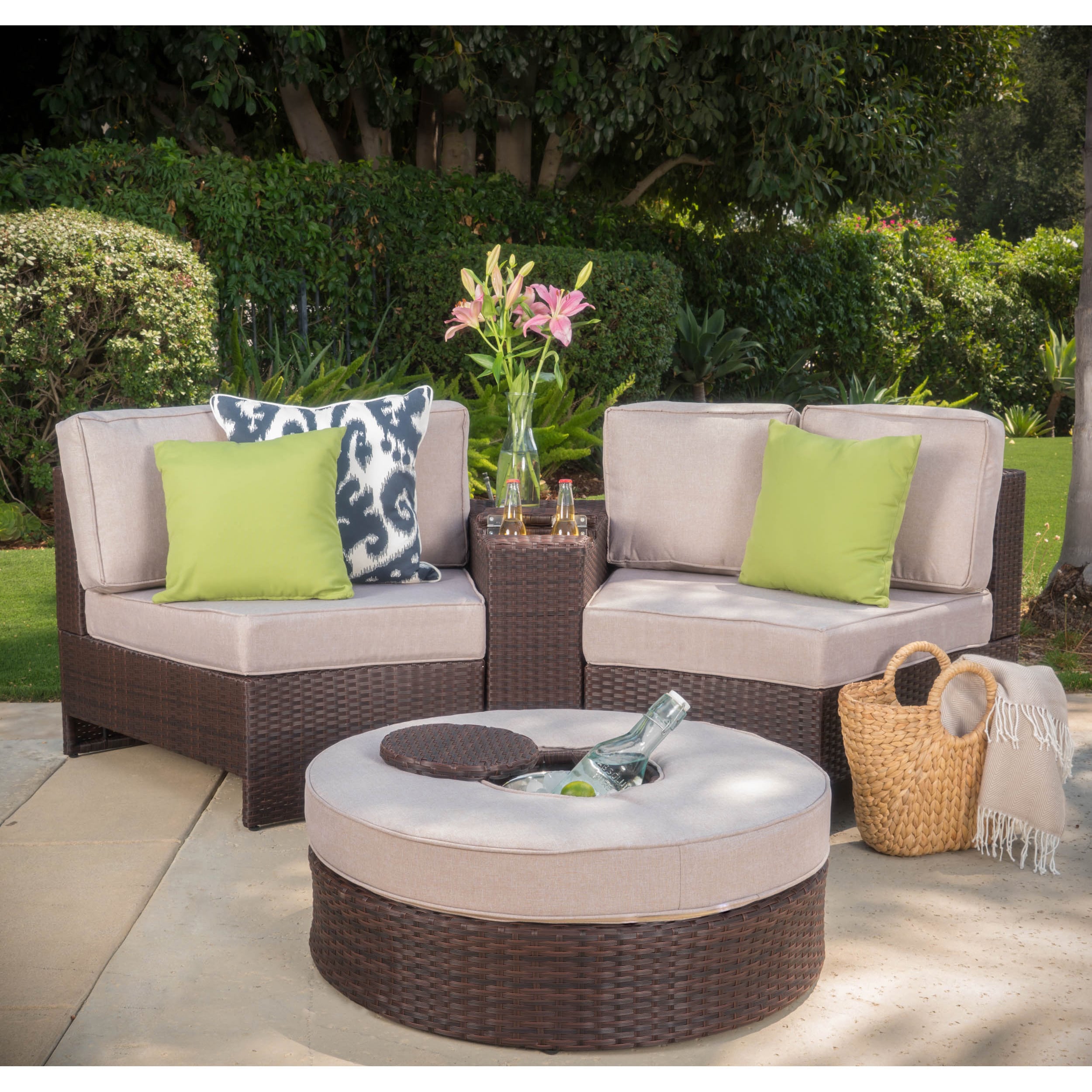 Madras Zanzibar Outdoor 12 Seater Wicker Curved Sectional Set with Ottoman by Christopher Knight Home Madras Zanzibar Outdoor 12 Seater Wicker Curved Sectional Set with Ottoman by Christopher Knight Home