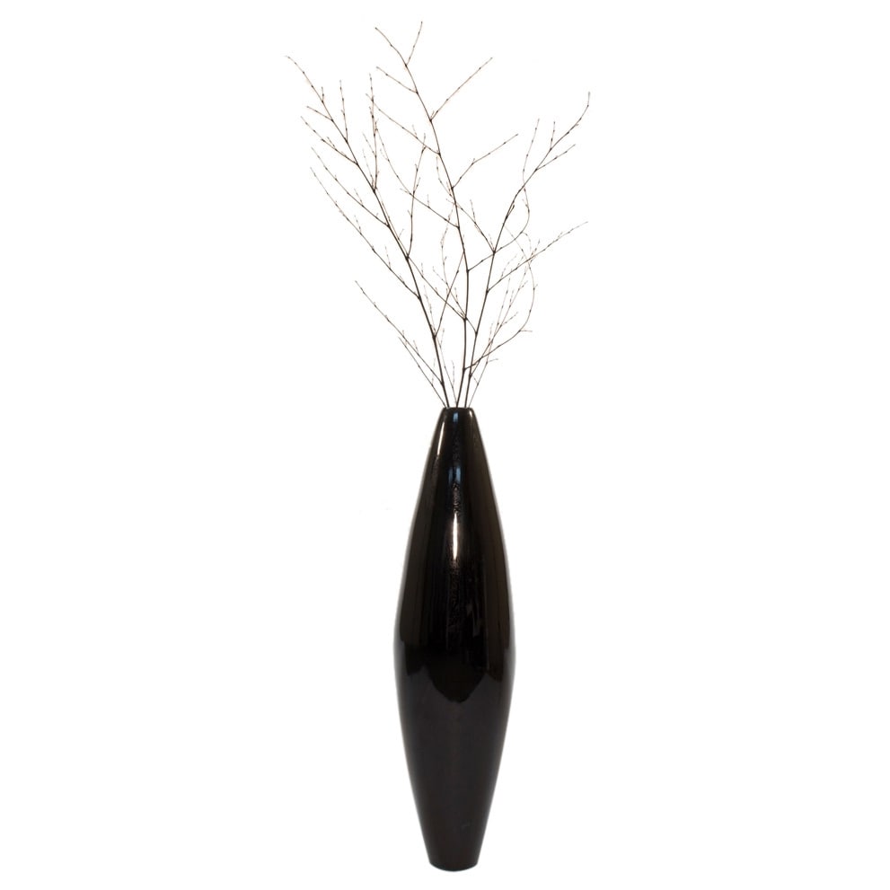 Solid Black Lacquered 30 Inch Elipse Floor Vase With Wooden Solid Black Lacquered 30 Inch Elipse Floor Vase With Wooden Branches Free Shipping Today 12734441
