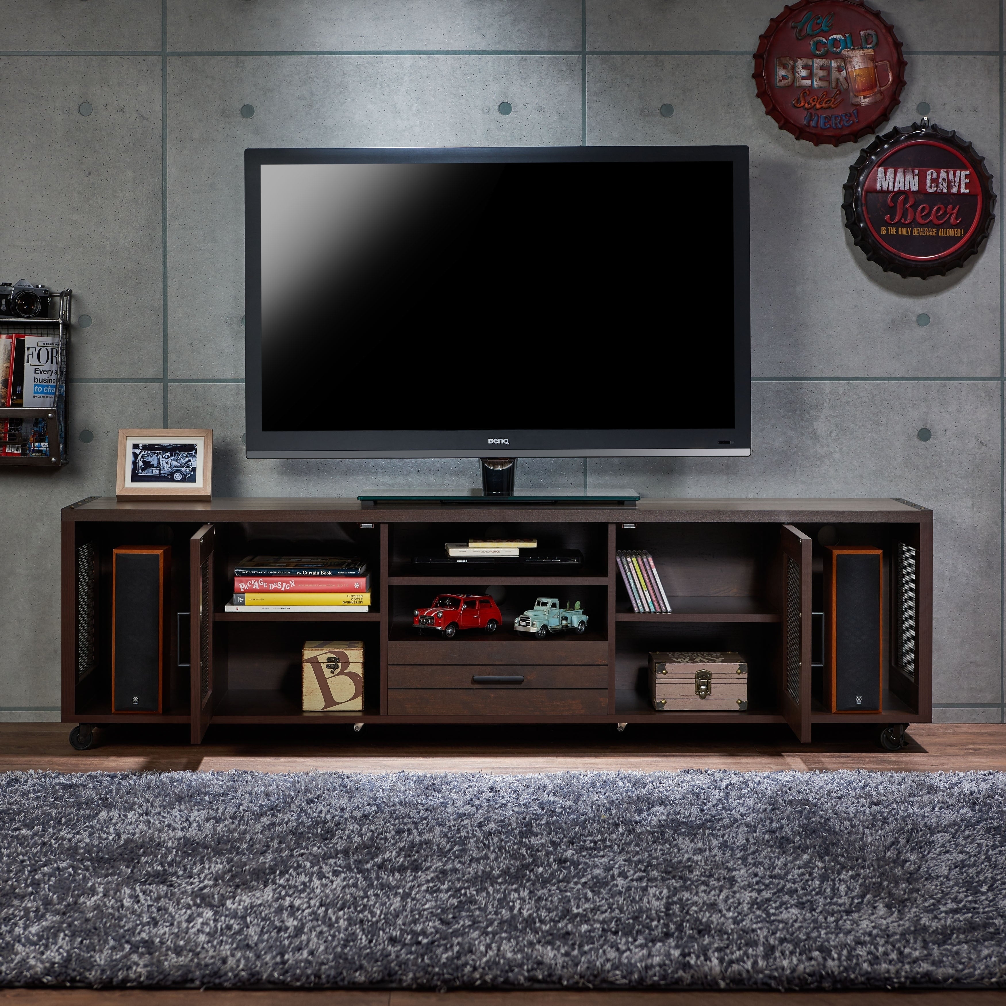 Furniture Of America Hury 70 Inch Walnut Wood Tv 70 Inch Walnut Wood Tv