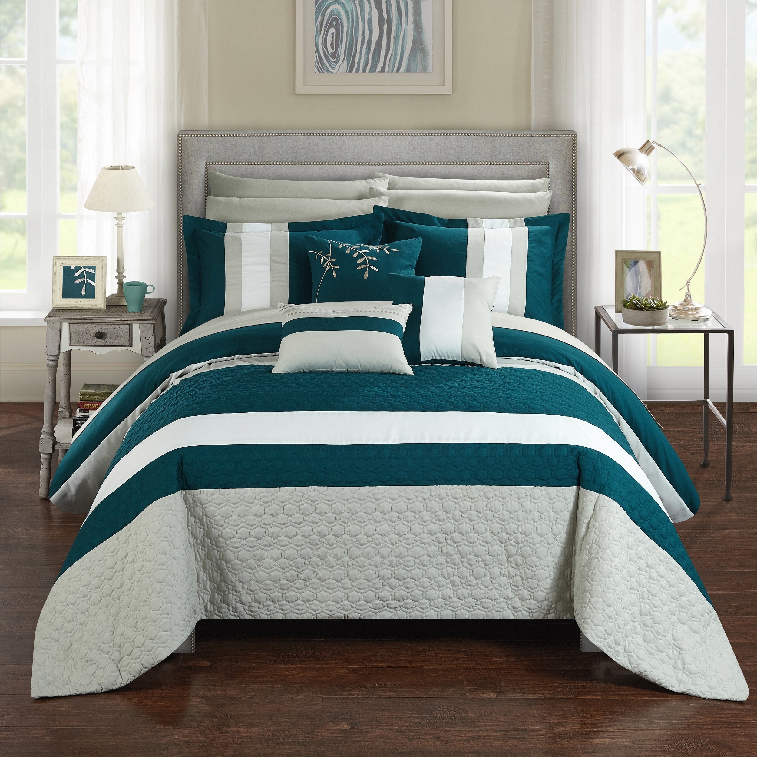 Shop Chic Home 10 Piece Jared Bed In A Bag Teal Comforter Set On