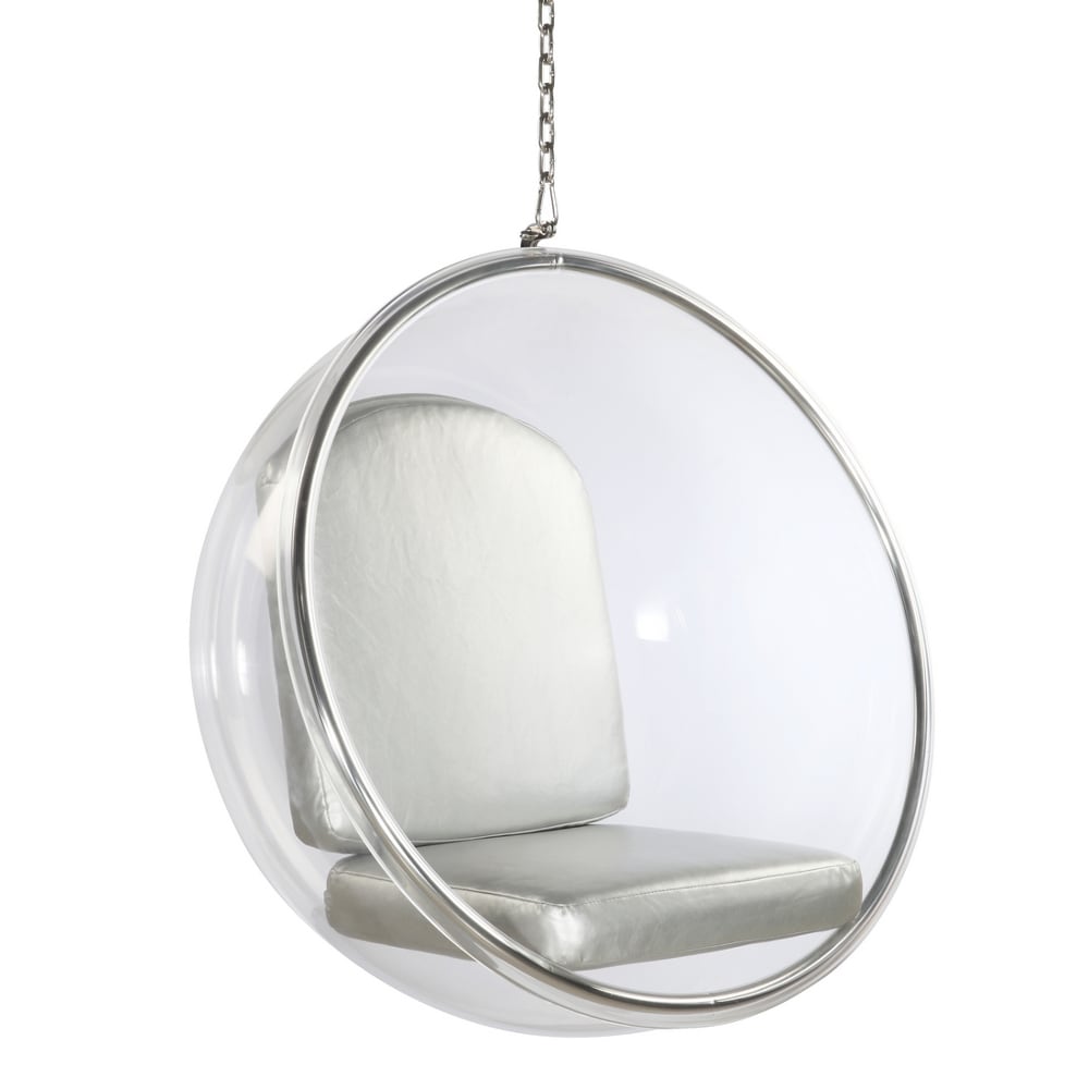 Bubble Clear And Silver Acrylic Hanging Chair Overstock 12837880