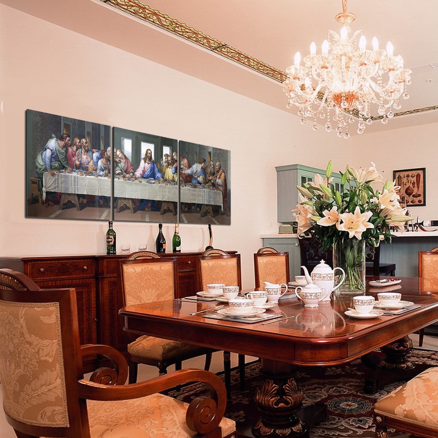 Furinno Senic Last Supper 3 Panel Canvas On Wood Frame 60 X 20 Furinno Senic Last Supper 3 Panel Canvas On Wood Frame 60 X 20 In