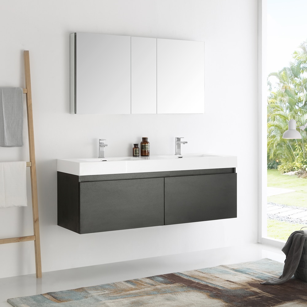 Fresca Mezzo Black 60 Inch Wall Hung Double Sink Modern Bathroom Fresca Mezzo Black 60 Inch Wall Hung Double Sink Modern Bathroom Vanity With Medicine Cabinet Free Shipping Today 19635993