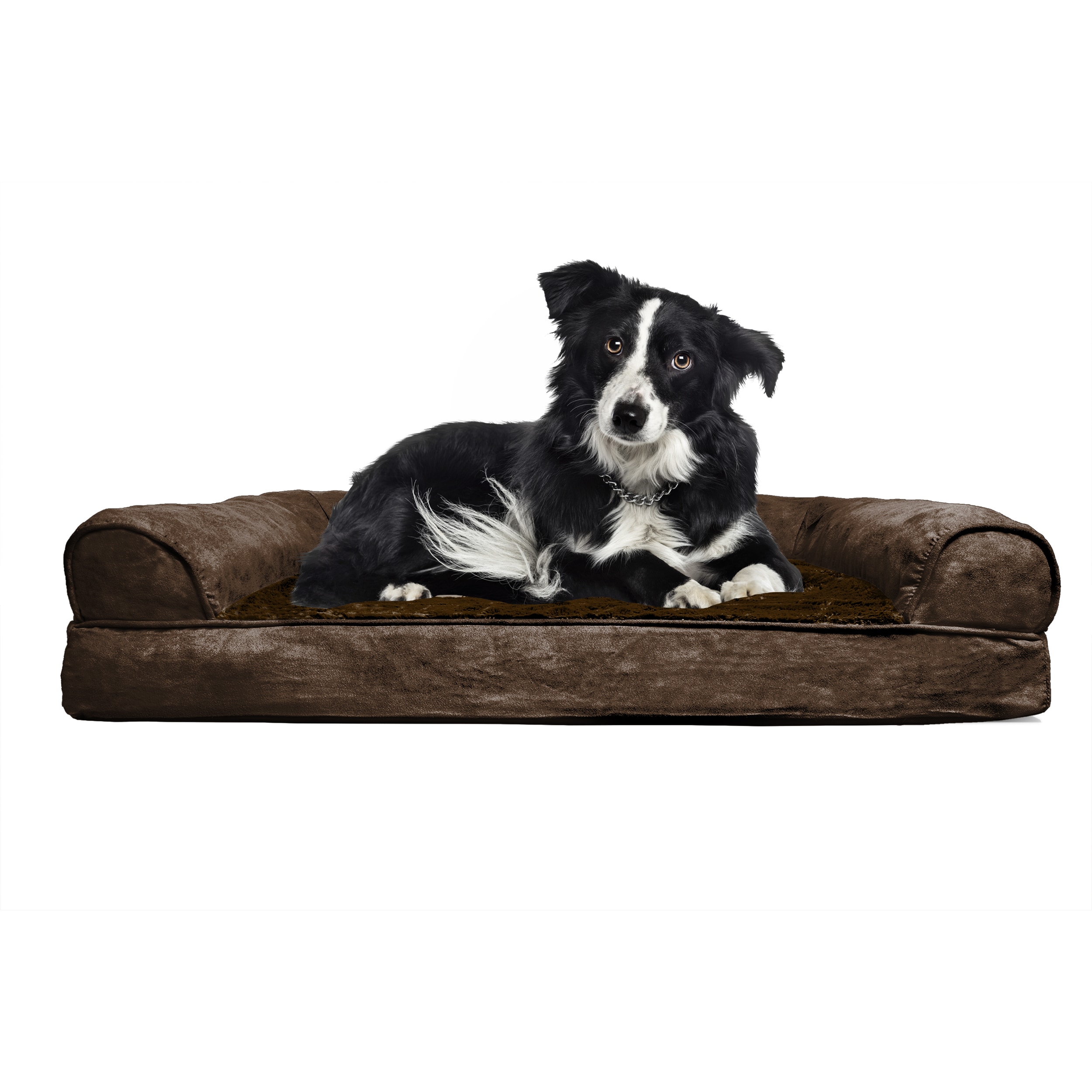 Furhaven Plush Suede Sofa Style Orthopedic Bolster Pet Bed Furhaven Plush Suede Sofa Style Orthopedic Bolster Pet Bed Free Shipping On Orders Over 45 12924391