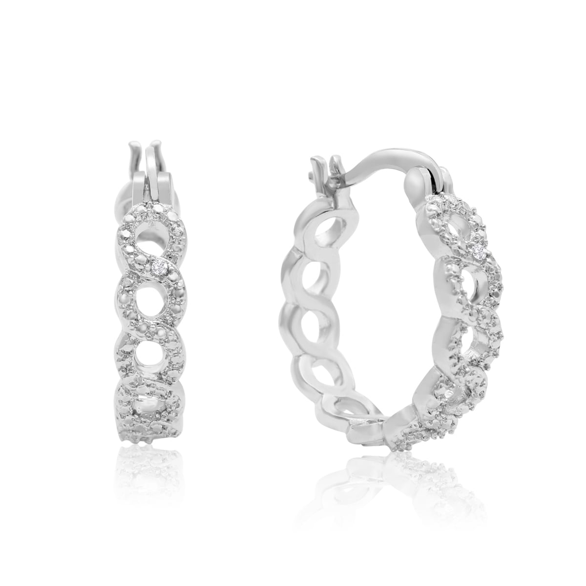 Platinum Over Br Infinity Diamond Hoop Earrings 3 4 Inch Platinum Over Br Infinity Diamond Hoop Earrings 3 4 Inch J K I1 I2 On Free Shipping Orders 45 12927917
