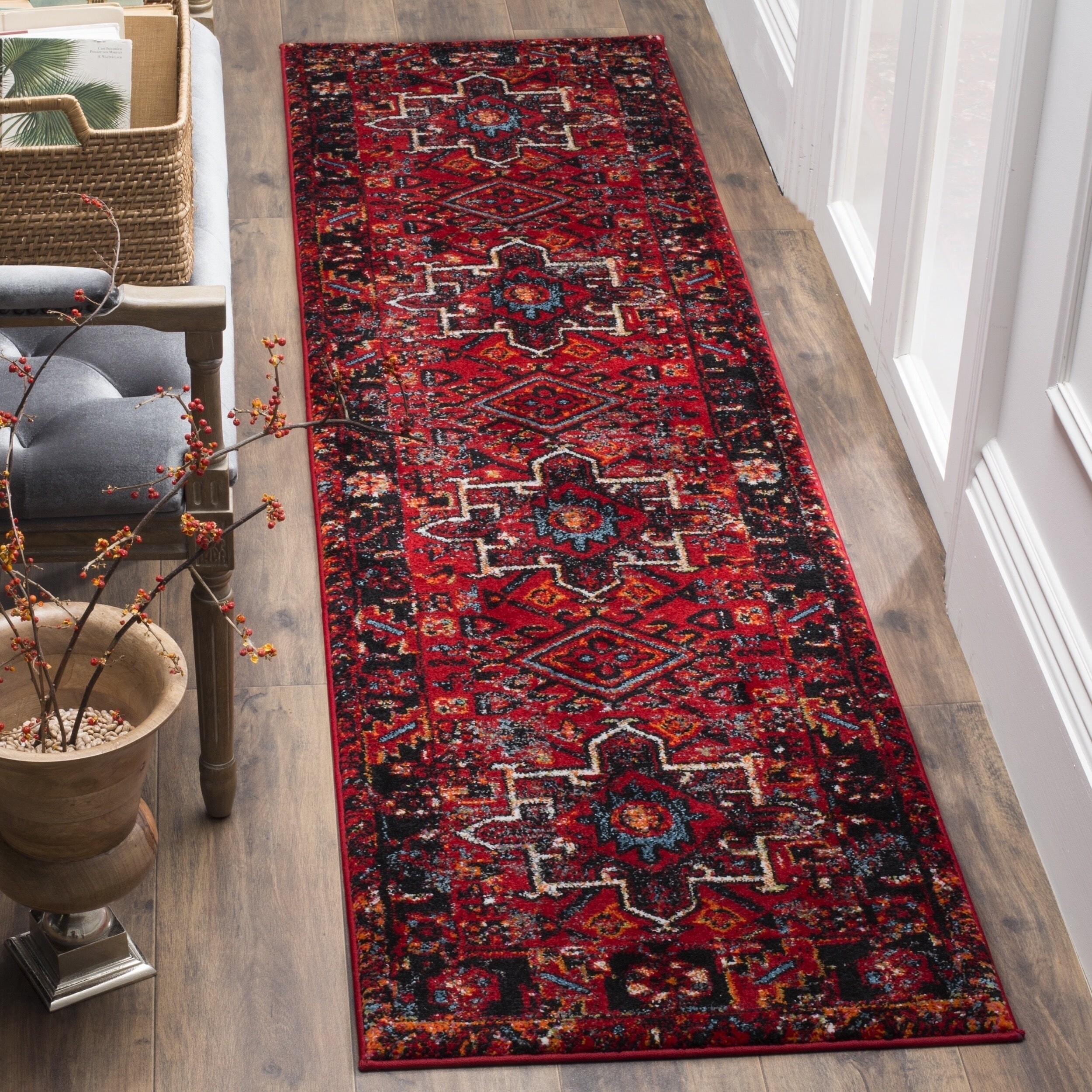 Shop Safavieh Vintage Hamadan Traditional Red Multi Runner Rug 2