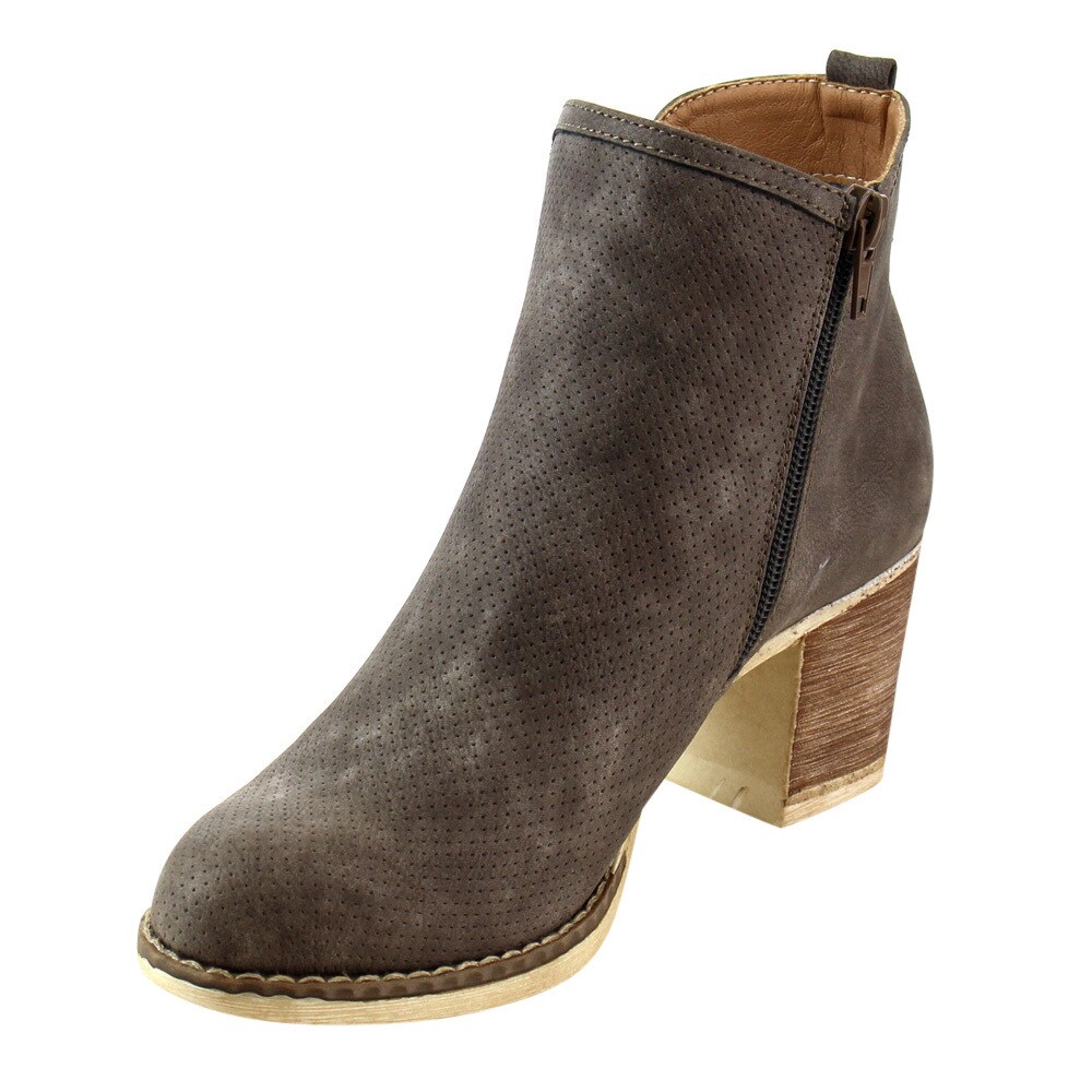 AD95 Women's Elastic Panel Inside Zipper Block Heel Ankle Booties AD95 Women's Elastic Panel Inside Zipper Block Heel Ankle Booties