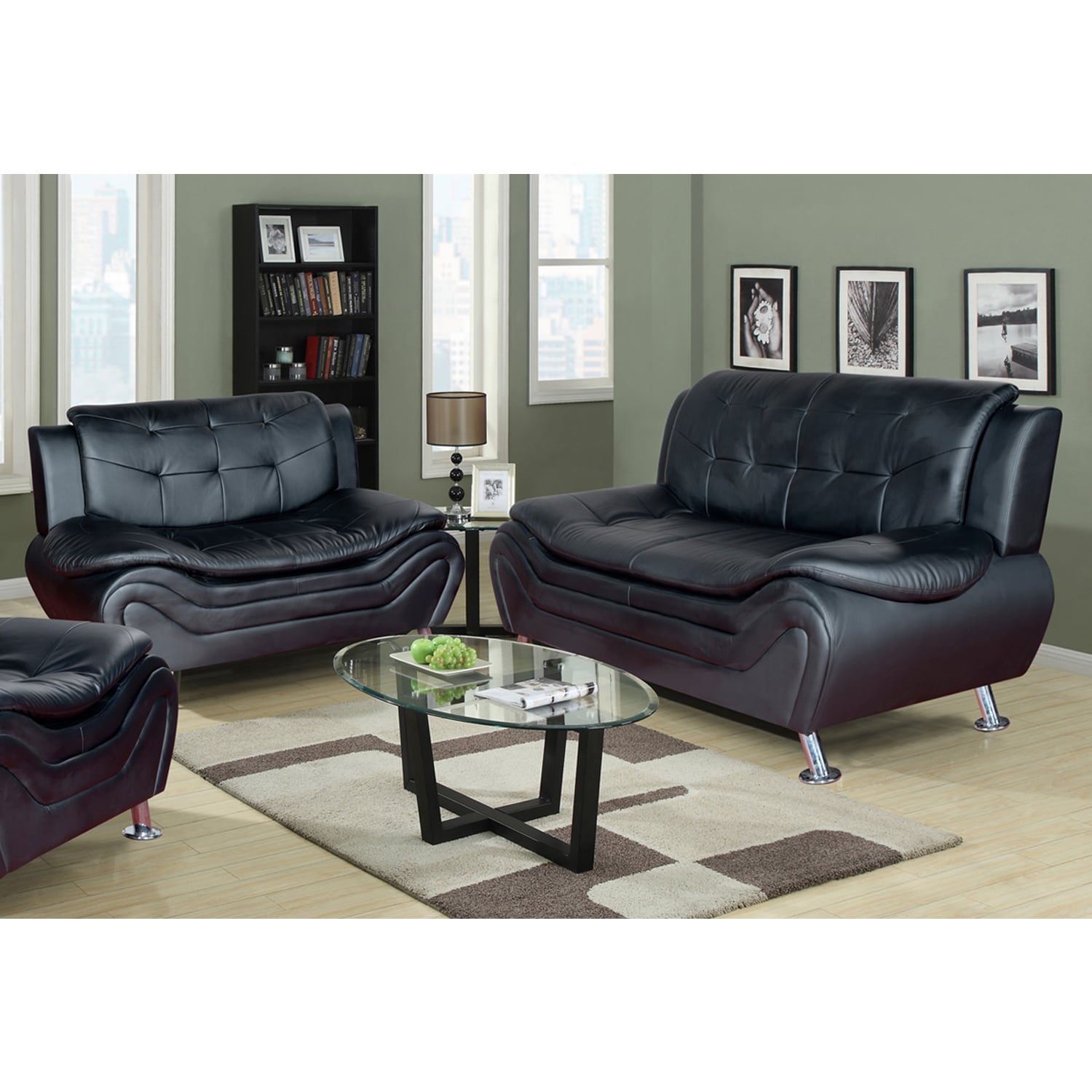 Ethel Contemporary Modern Black Faux Leather Living Room Sofa Ethel Contemporary Modern Black Faux Leather Living Room Sofa Set Free Shipping Today 12980817