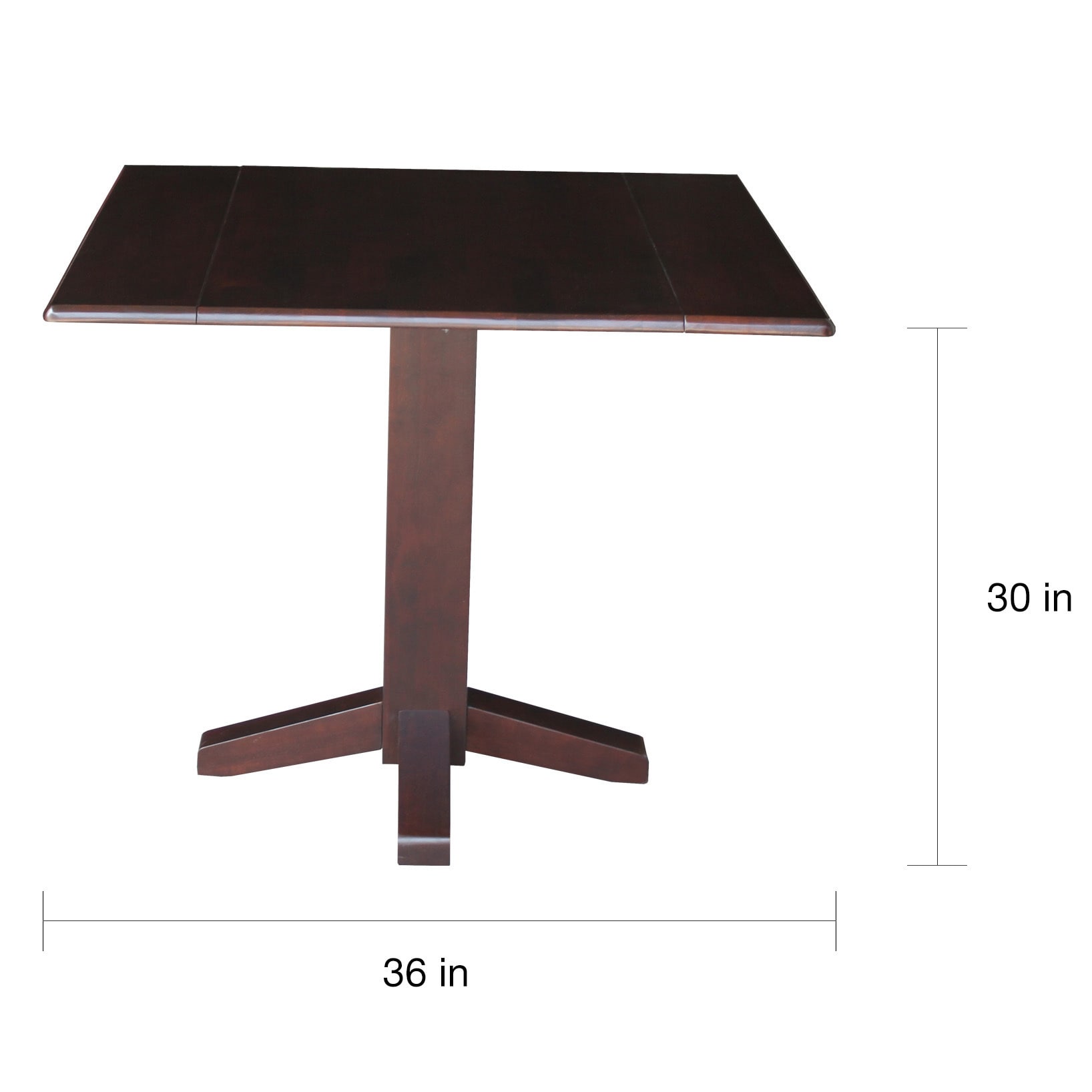 International Concepts Brown Wood 36 Inch Square Dual Drop Leaf International Concepts Brown Wood 36 Inch Square Dual Drop Leaf Dining Table Rich Mocha