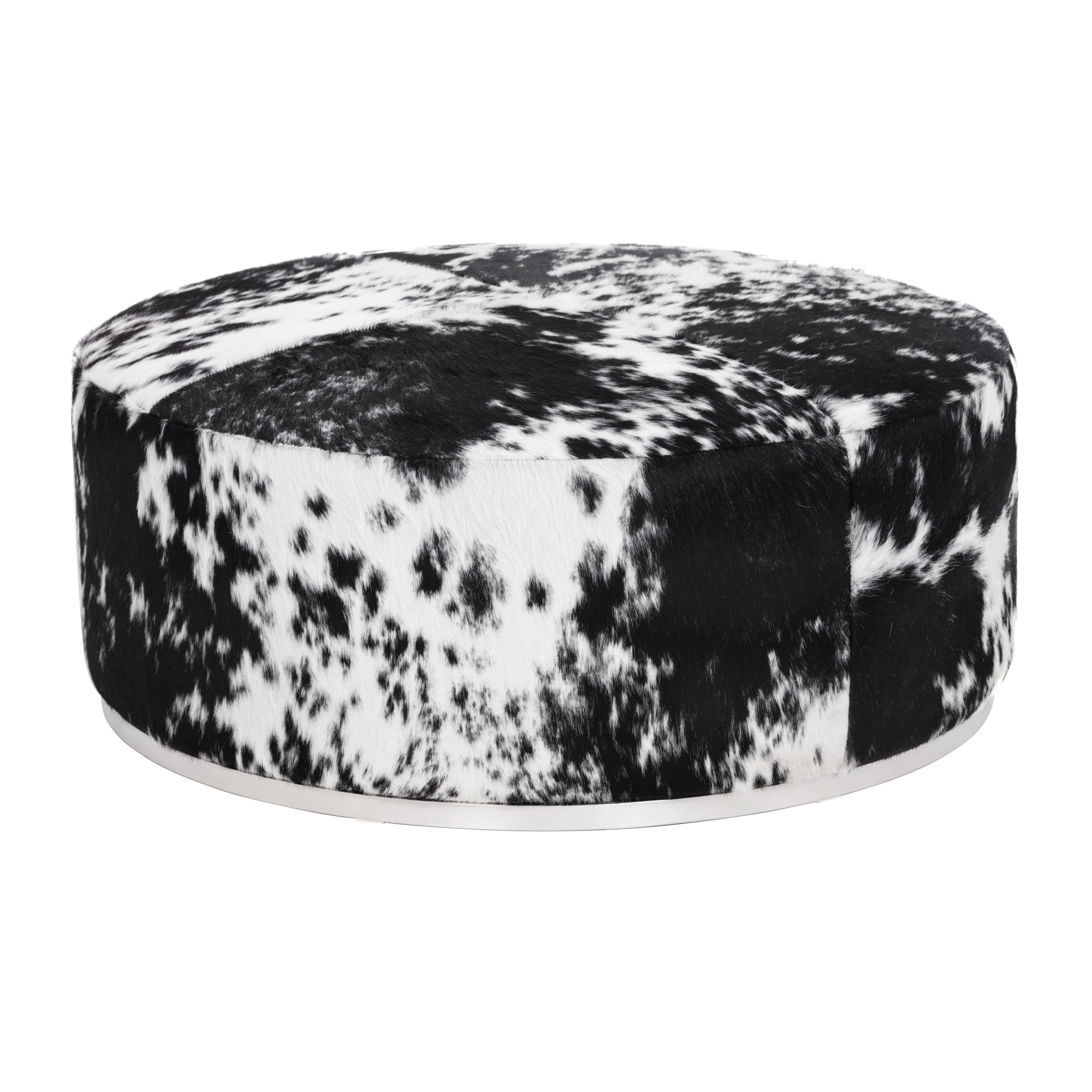 Shop Gibson Brown Cowhide Round Ottoman Overstock 12984177