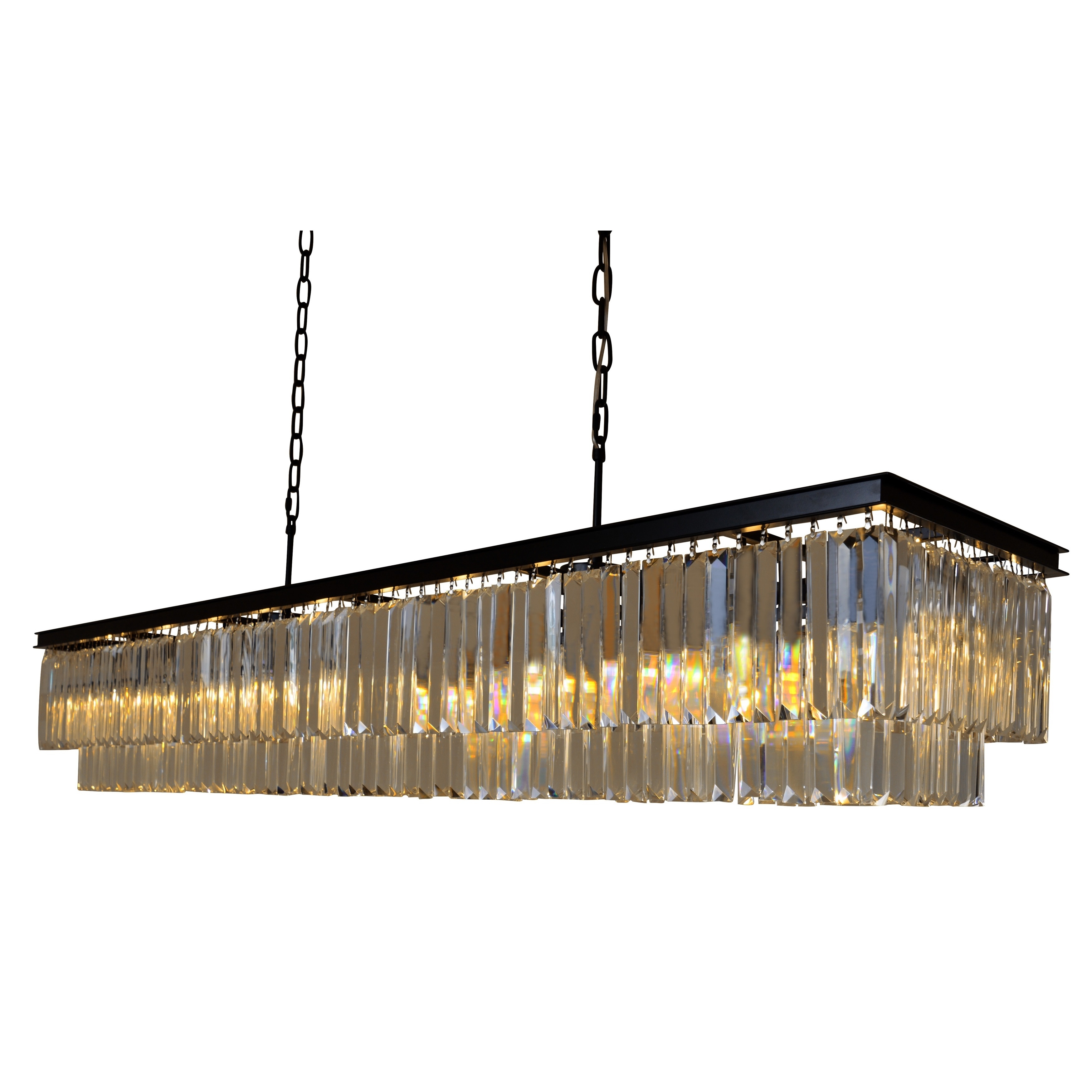 D Angelo 60 Inch Wrought Iron Rectangular Fringe Crystal D Angelo 60 Inch Wrought Iron Rectangular Fringe Crystal Chandelier On Free Today Com 13180843