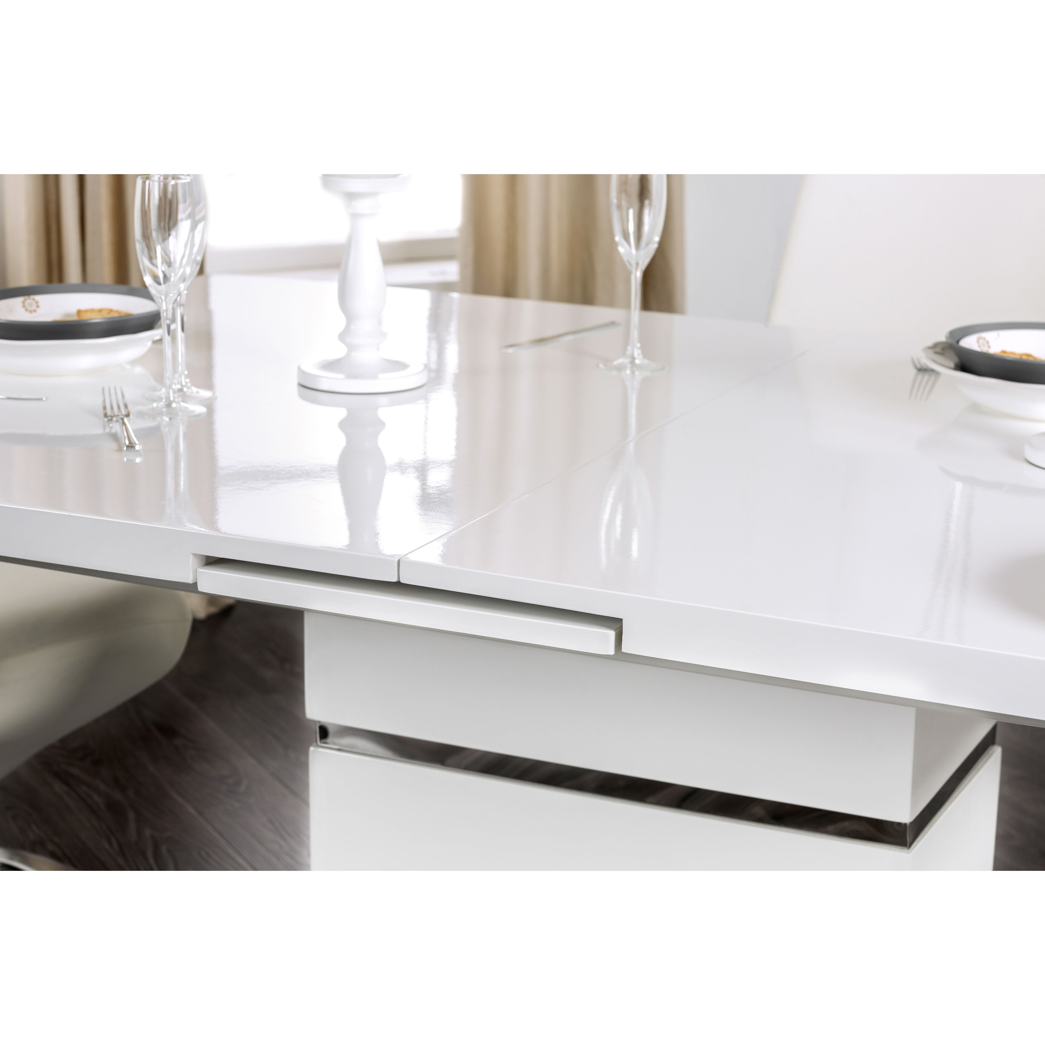 Furniture Of America Novas Contemporary Glossy White Dining Furniture Of America Novas Contemporary Glossy White Dining Table With 14 Inch Erfly Leaf On Free Shipping Today