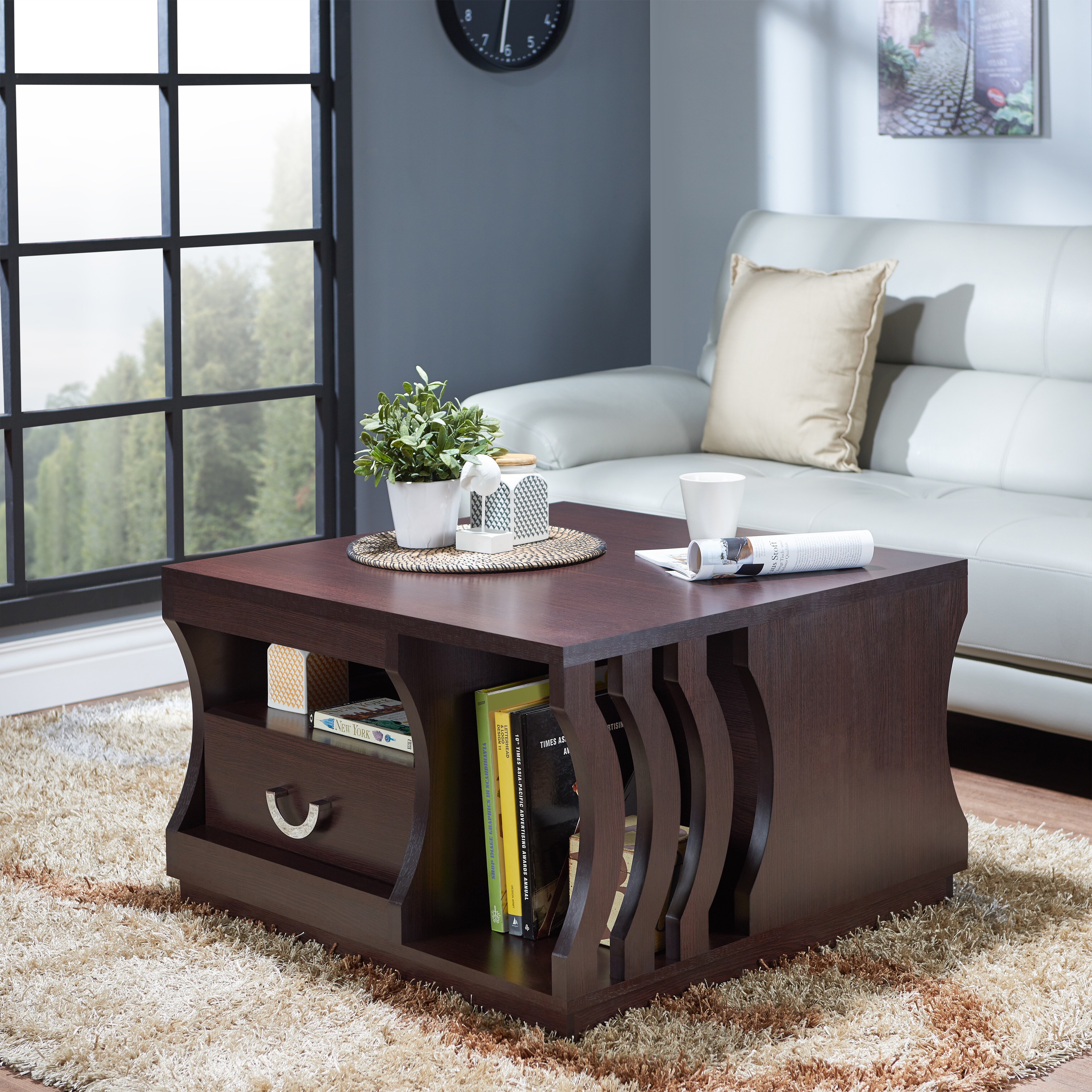 Furniture Of America Barclan Contemporary Slatted Espresso Furniture Of America Barclan Contemporary Slatted Espresso Square Coffee Table On Free Shipping Today 13228128