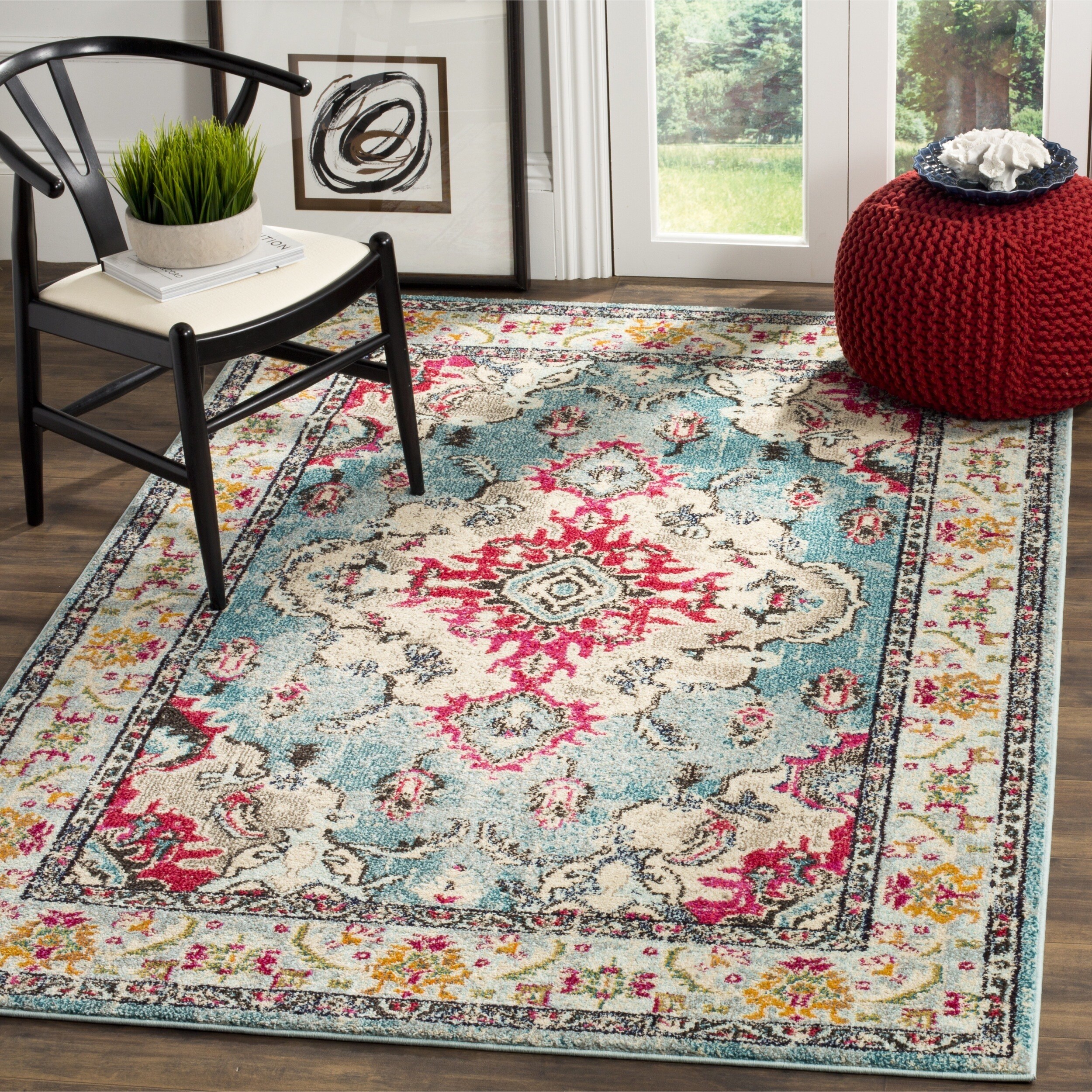 Shop Safavieh Monaco Vintage Boho Medallion Light Blue Fuchsia Rug