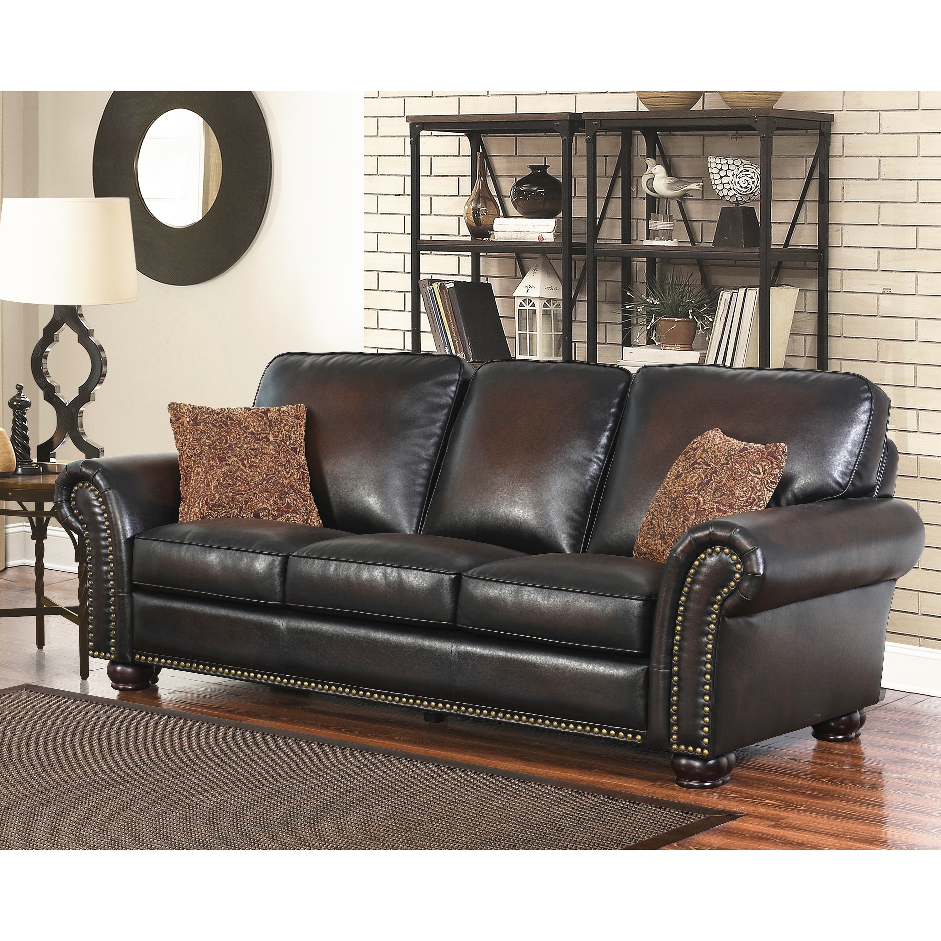 Abbyson Braxton Brown Bonded Leather Sofa