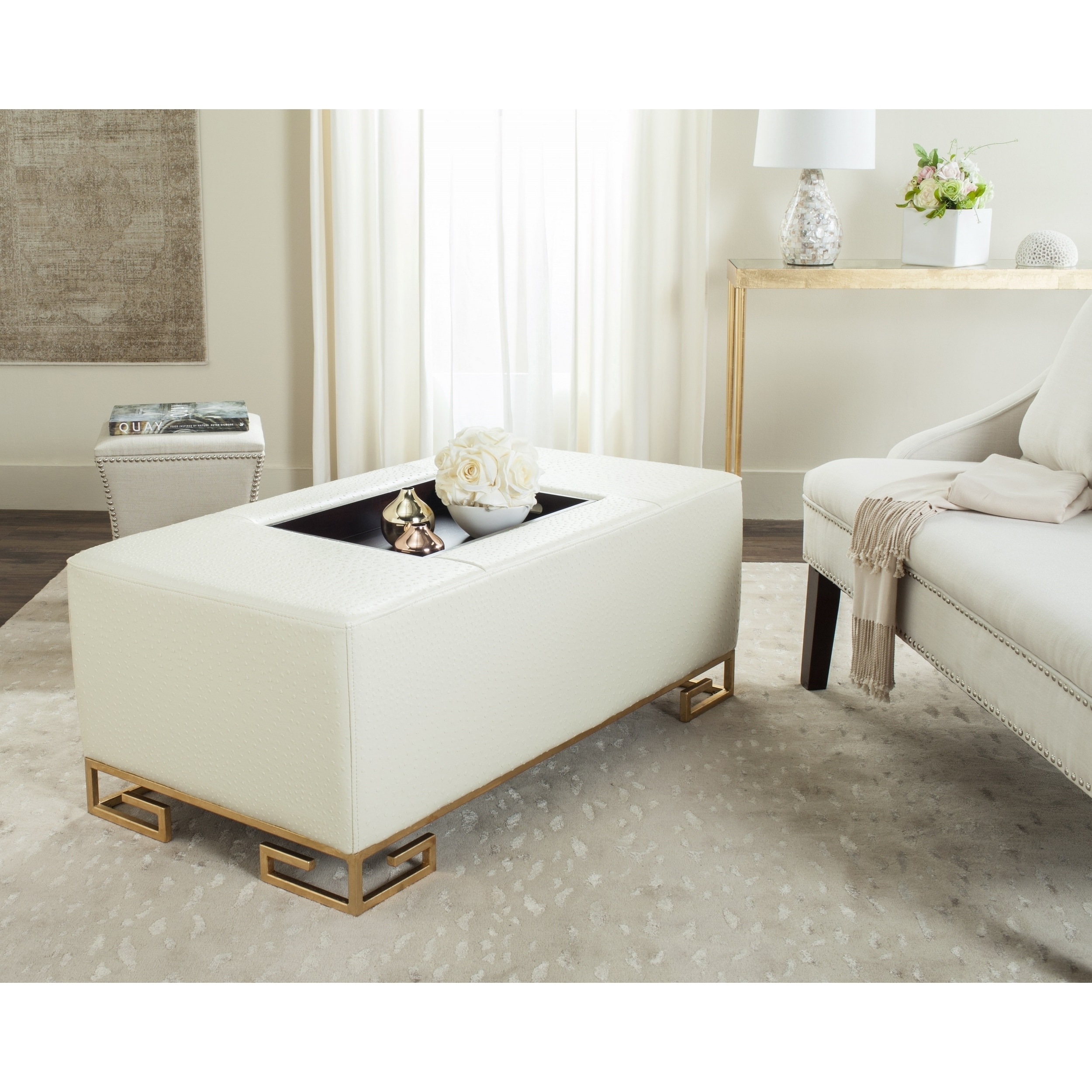Safavieh Julian Faux Ostrich Tray Cream Ottoman Coffee Table Safavieh Julian Faux Ostrich Tray Cream Ottoman Coffee Table Free Shipping Today 13342414