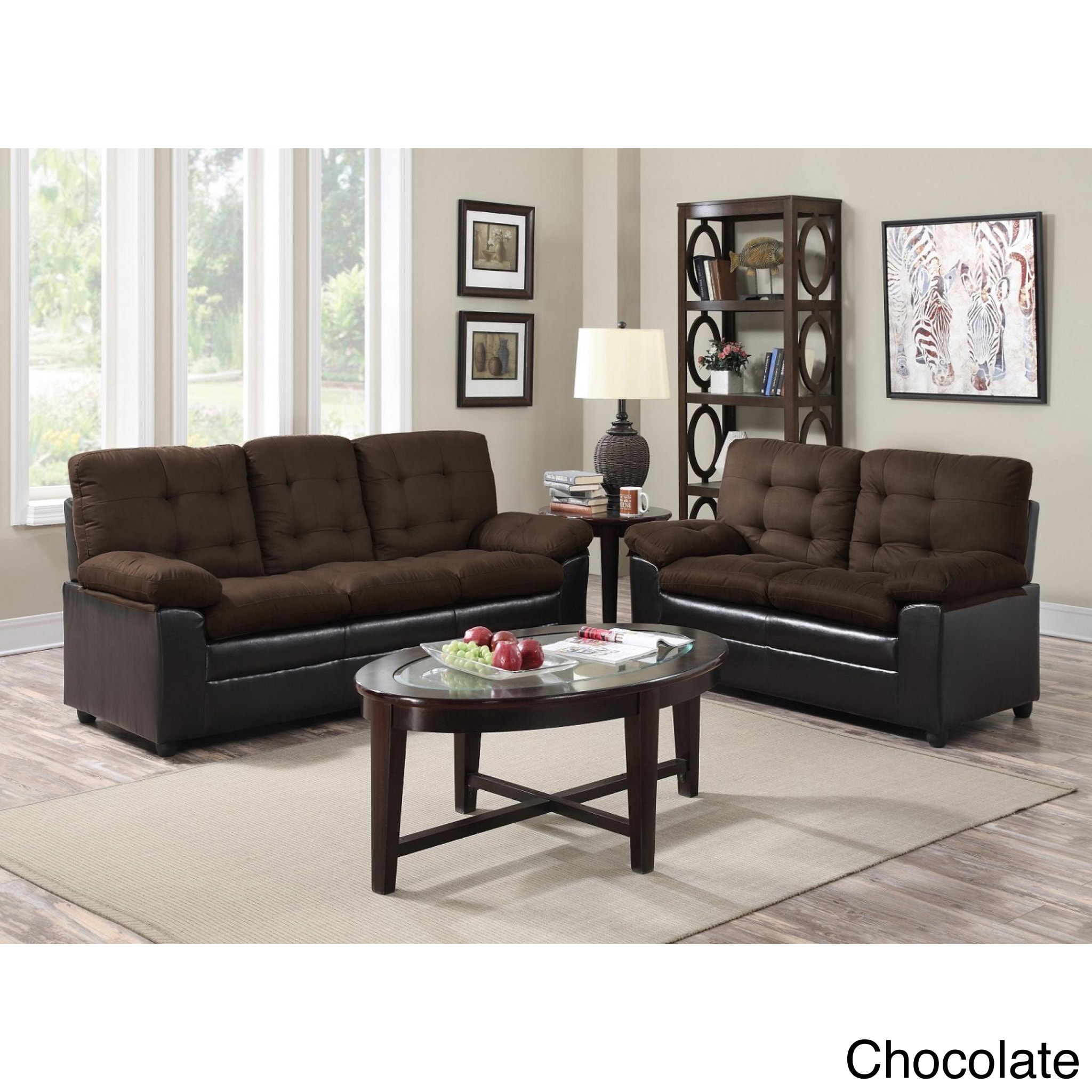 Two Tone Microfiber Sofa And Loveseat Set Free Shipping Today Two Tone Microfiber Sofa And Loveseat Set
