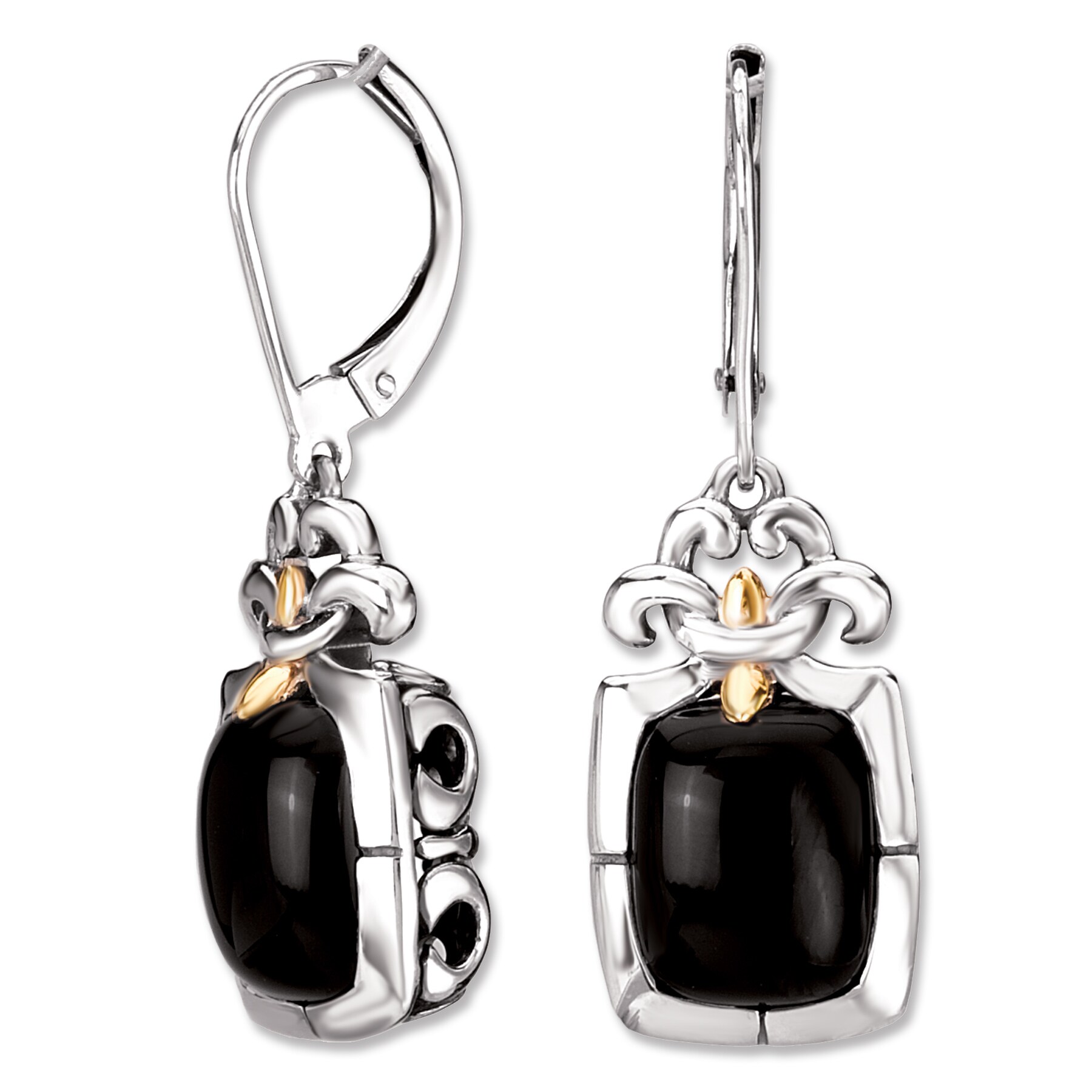 Avanti Sterling Silver And 18k Yellow Gold Black Onyx Cabochon Avanti Sterling Silver And 18k Yellow Gold Black Onyx Cabochon Fleur De Lis Design Leverback Earrings On Free Shipping Today
