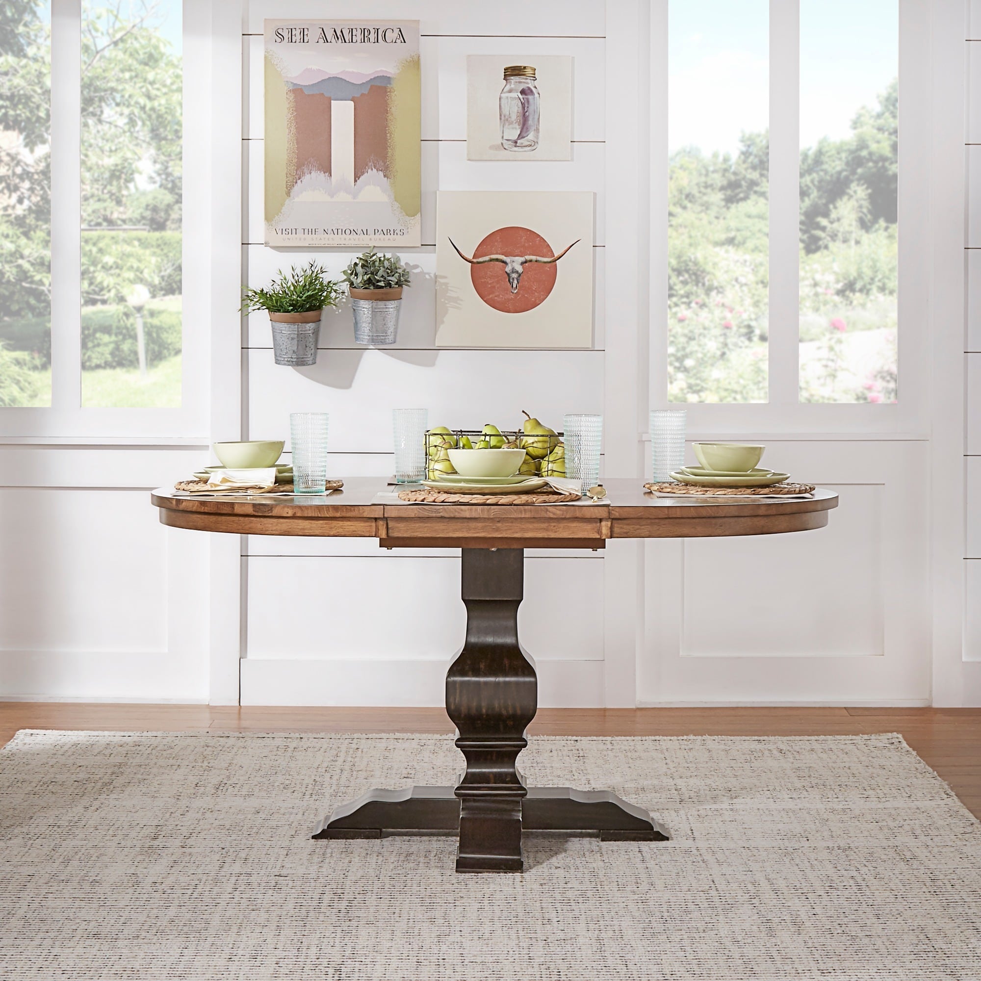 Eleanor Two Tone Oval Solid Wood Top Extending Dining Table By Eleanor Two Tone Oval Solid Wood Top Extending Dining Table By Inspire Q Clic