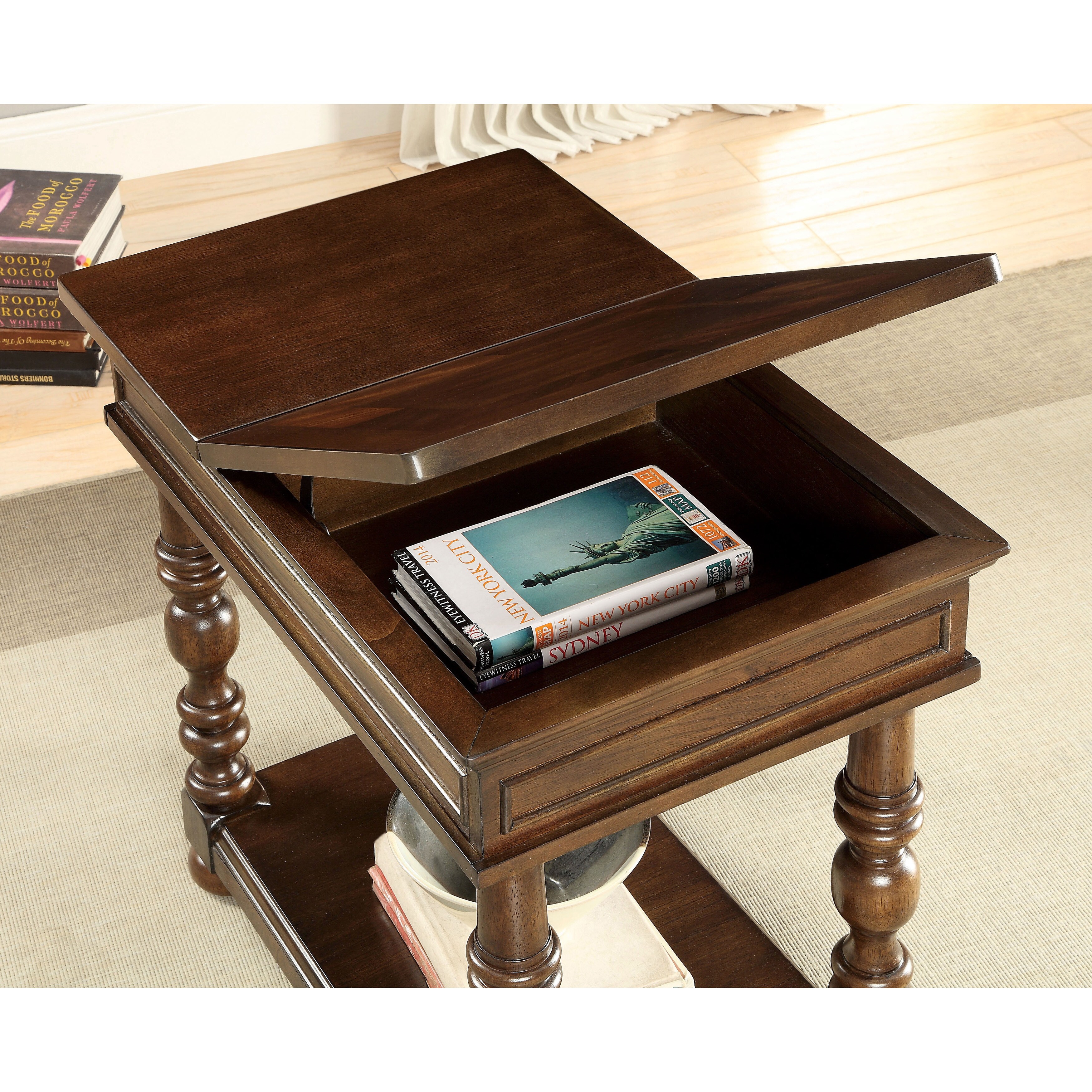 Furniture Of America Dorsetta Brown Cherry Flip Top Hidden Furniture Of America Dorsetta Brown Cherry Flip Top Hidden Storage Side Table On Free Shipping Today 13536547