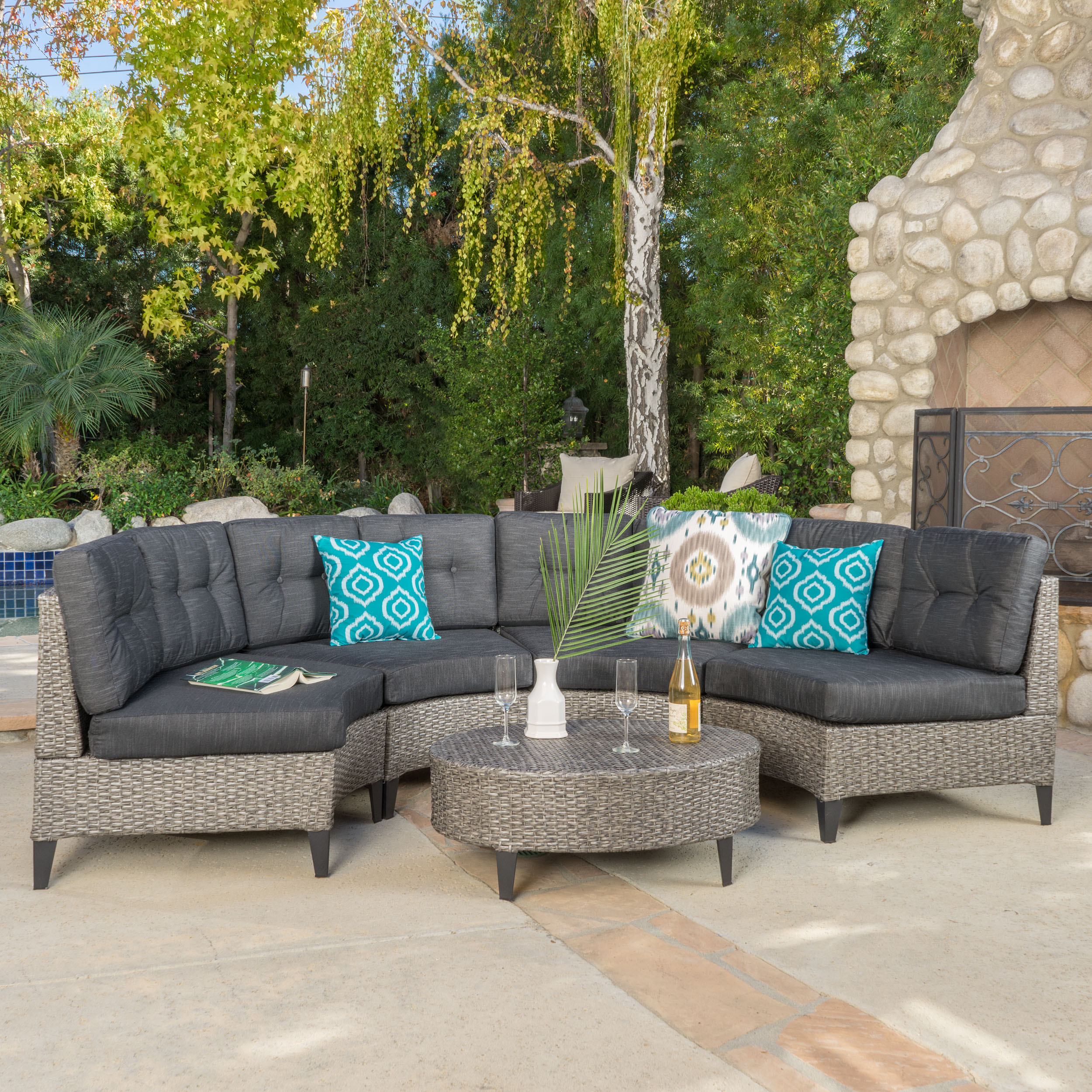Navagio Outdoor 5 Piece Wicker Sofa Set With Cushions By Navagio Outdoor 5 Piece Wicker Sofa Set With Cushions By Christopher Knight Home On Free Shipping Today 13621643