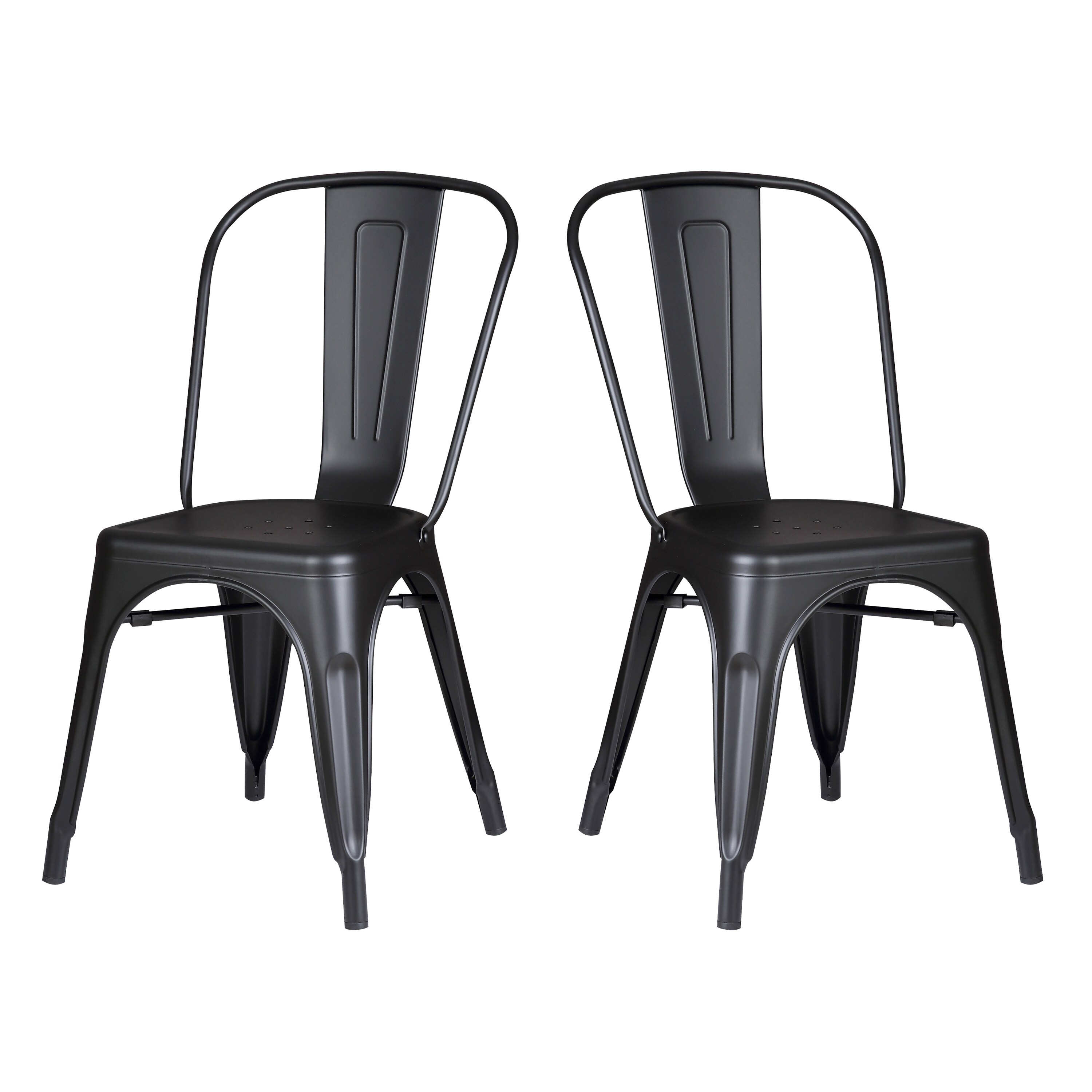 Shop Black Metal Industrial Farmhouse Dining Kitchen Chair Set Of 2