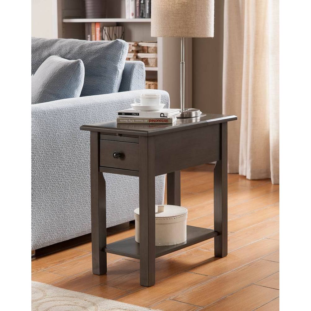 Clay Alder Home Van Metre Sutton Brushed Grey Wood Mdf Side Clay Alder Home Van Metre Sutton Brushed Grey Wood Mdf Side Table With Charging Station Free Shipping Today 20931438