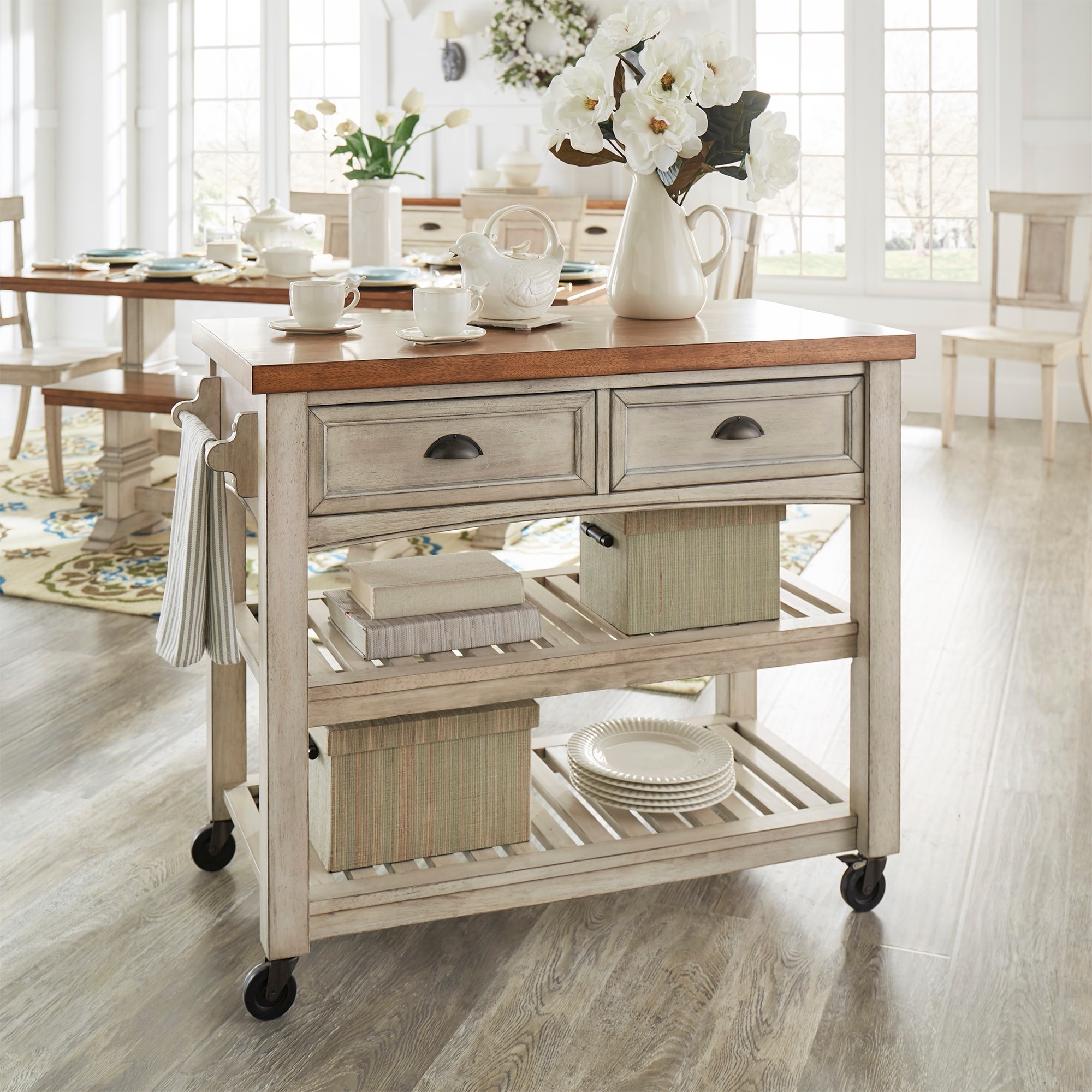 Eleanor Two-Tone Rolling Kitchen Island by iNSPIRE Q Classic - Free ... Eleanor Two-Tone Rolling Kitchen Island by iNSPIRE Q Classic - Free ...
