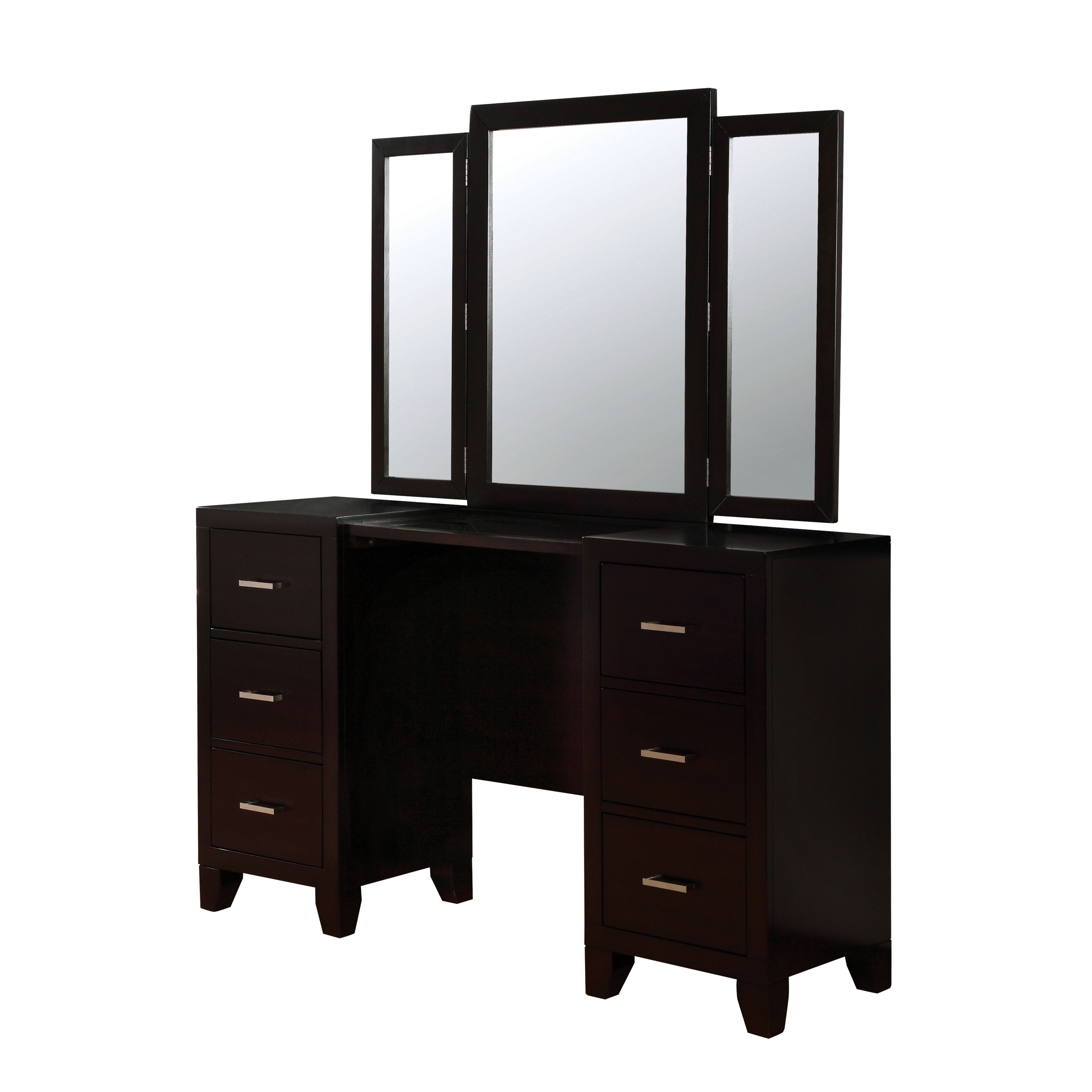 Furniture Of America Elrich Modern 2 Piece Espresso Tri Fold Furniture Of America Elrich Modern 2 Piece Espresso Tri Fold Mirror Vanity And Stool Set On Free Shipping Today 13927829