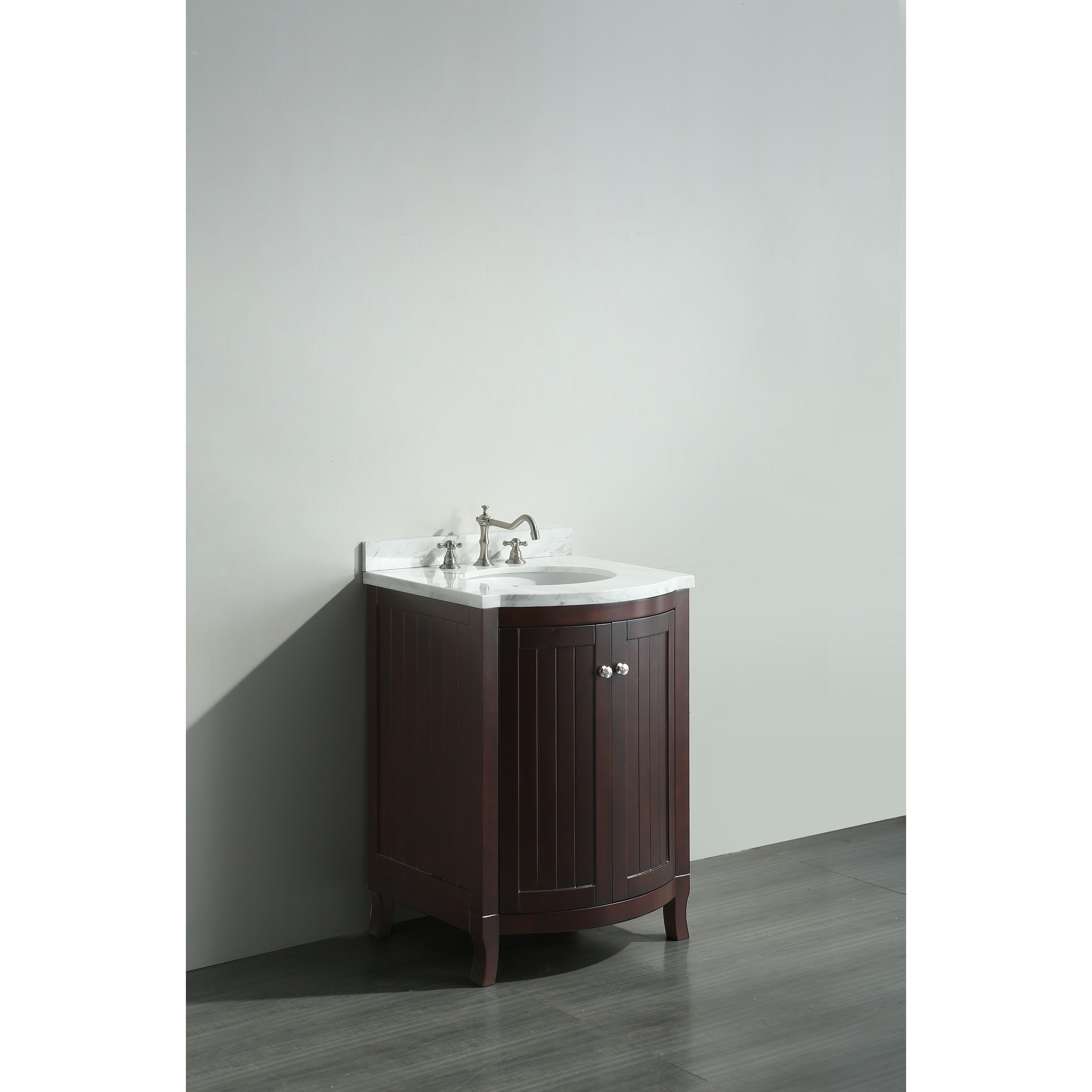Eviva Odessa Zinx Dark Teak 24 Inch Bathroom Vanity With White Eviva Odessa Zinx Dark Teak 24 Inch Bathroom Vanity With White Carrera Marble Counter Top And Porcelain Sink Free Shipping Today