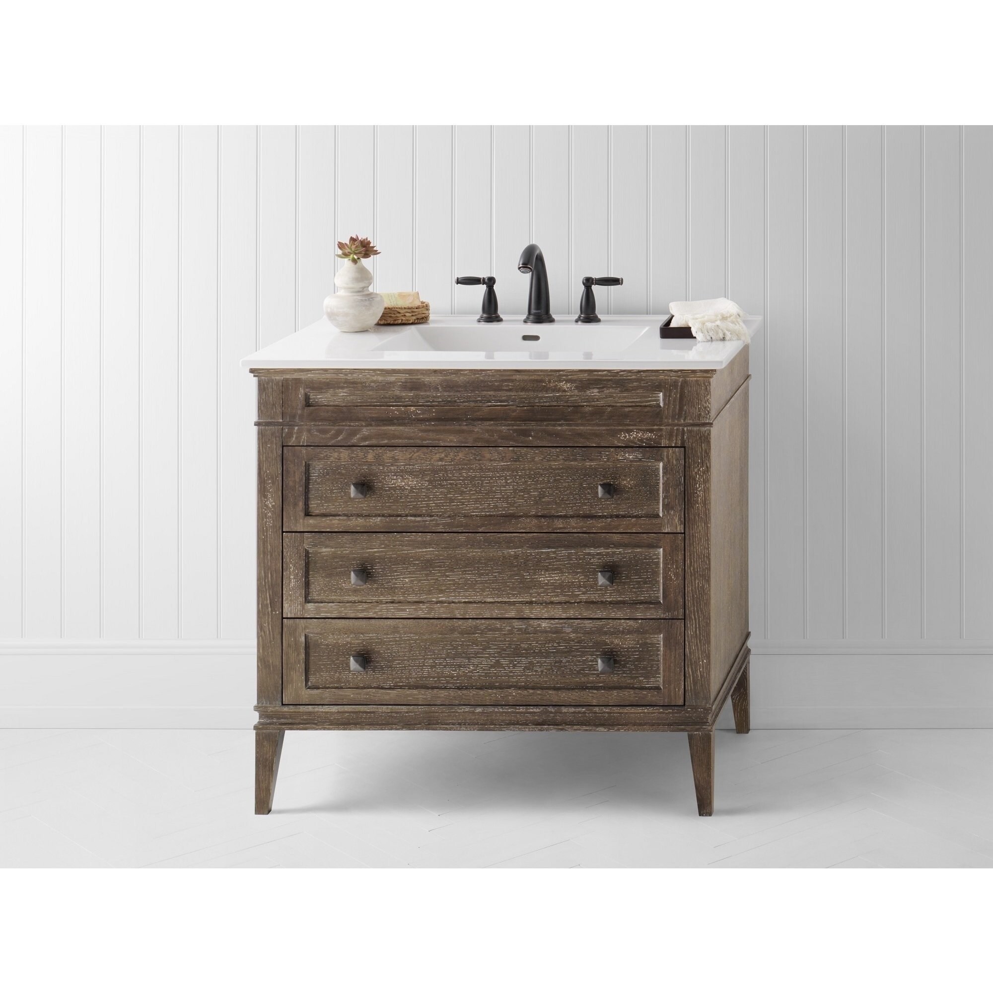 Shop Ronbow Laurel 36 Inch Bathroom Vanity Set In Vintage Cafe With Ceramic Bathroom Sink Top In White Overstock 13983801