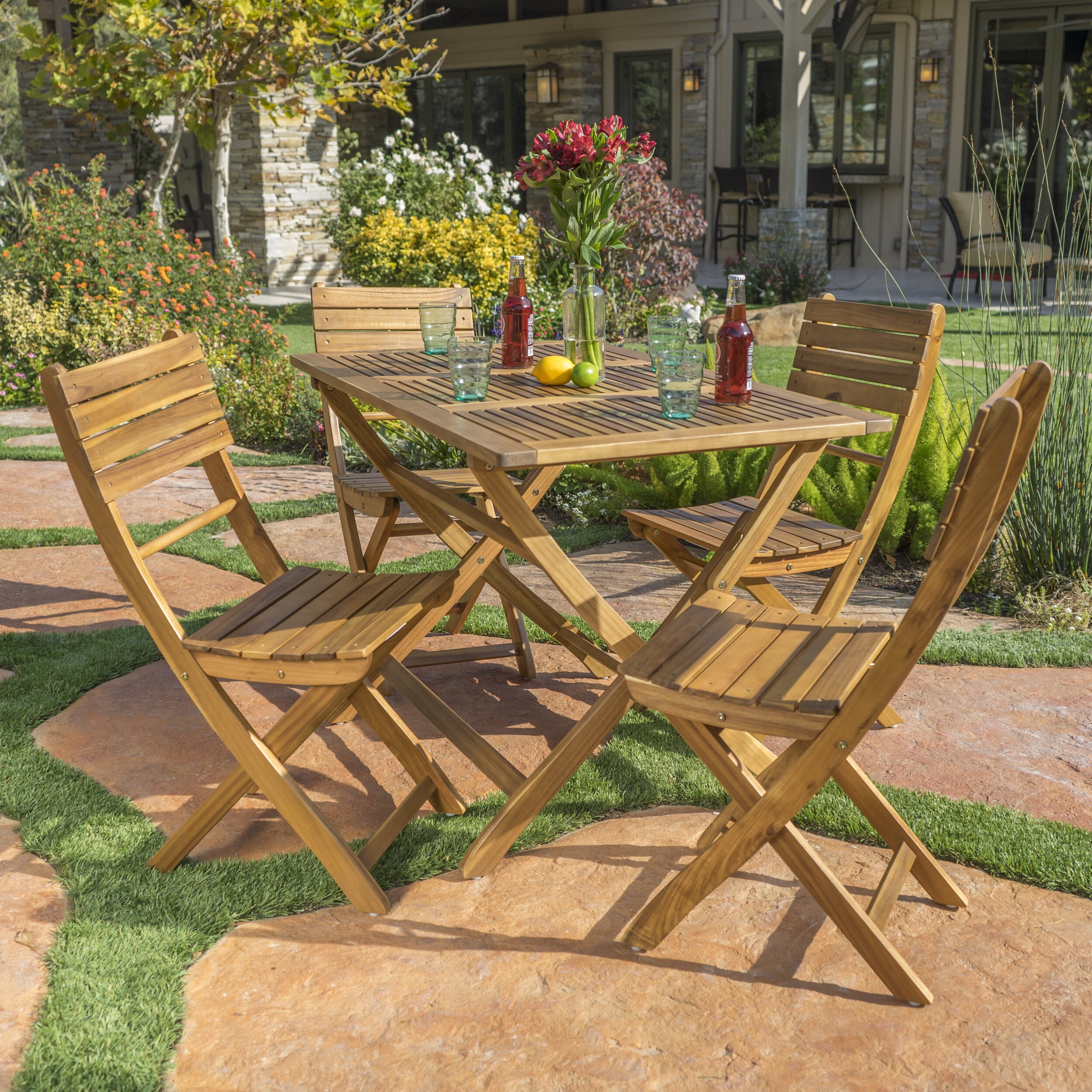Positano Outdoor Acacia Wood 5 Piece Folding Dining Set By Positano Outdoor Acacia Wood 5 Piece Folding Dining Set By Christopher Knight Home On Free Shipping Today 13987046