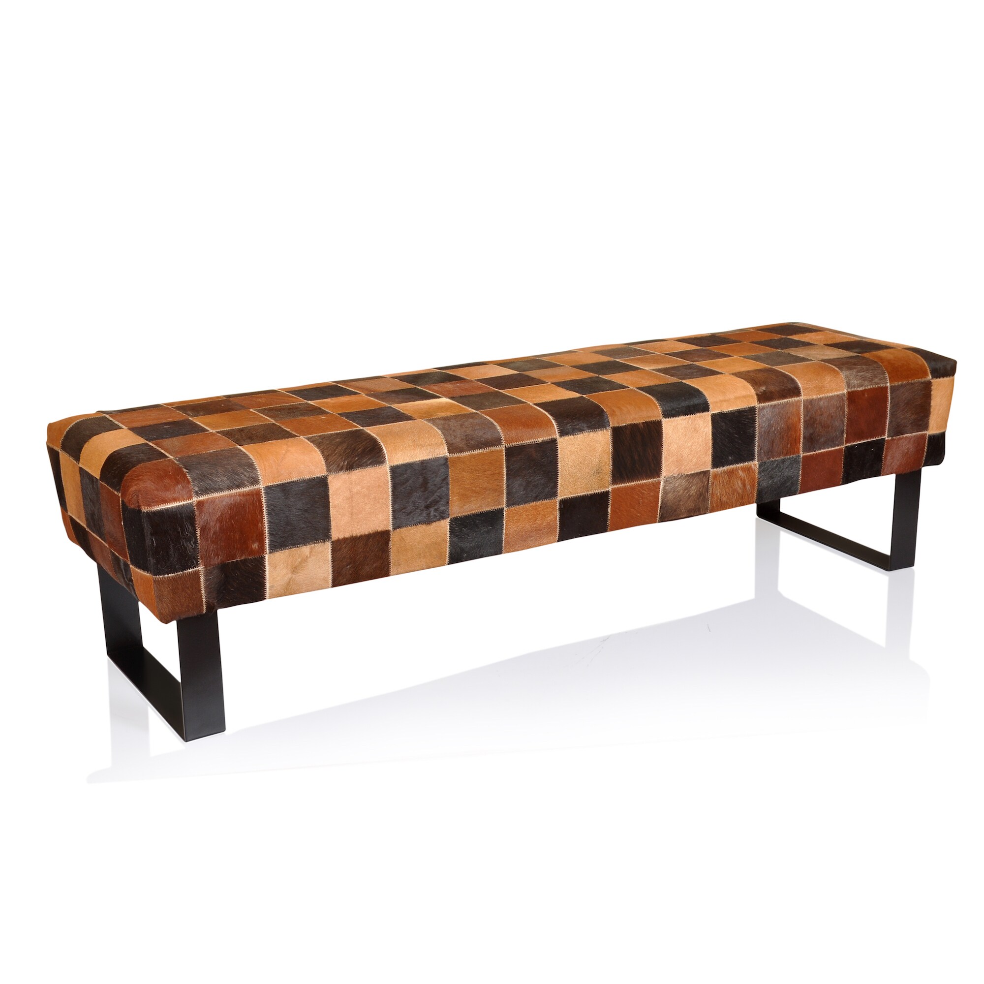 Shop Modern Checker Cowhide Leather Bench Ships To Canada