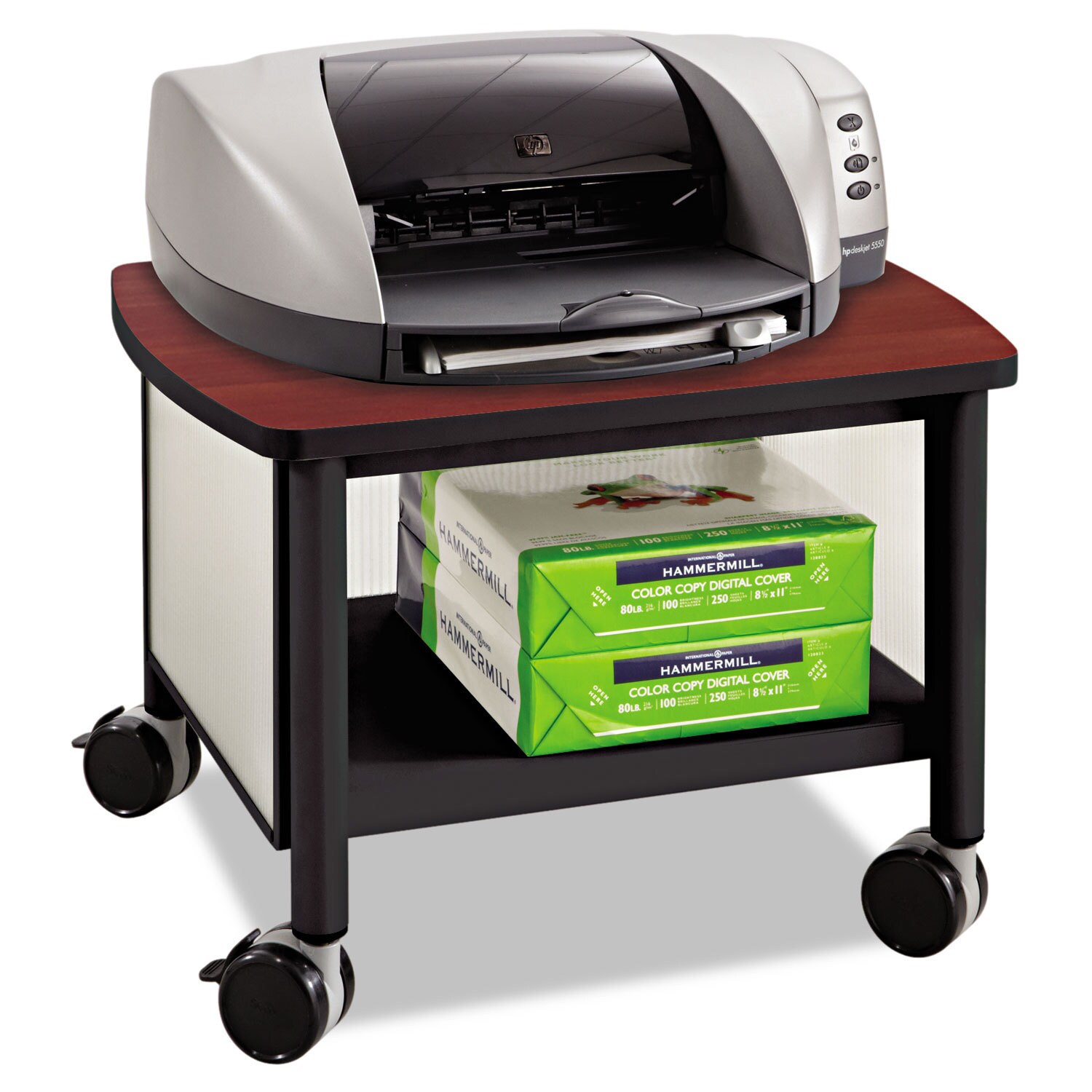 Shop Safco Impromptu Under Table Printer Stand 20-1/2-inch wide x 16-1/2- inch deep x 14-1/2h Black/Cherry - Free Shipping Today - Overstock.com - 14002265