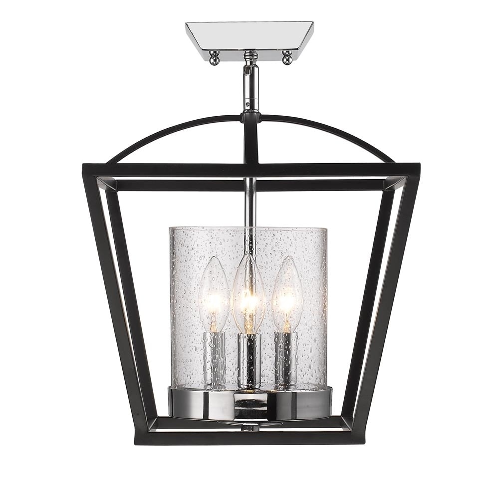 Golden Lighting Mercer Black Seeded Gl Semi Flush Mount Golden Lighting Mercer Black Seeded Gl Semi Flush Mount Fixture On Free Shipping Today 14075569