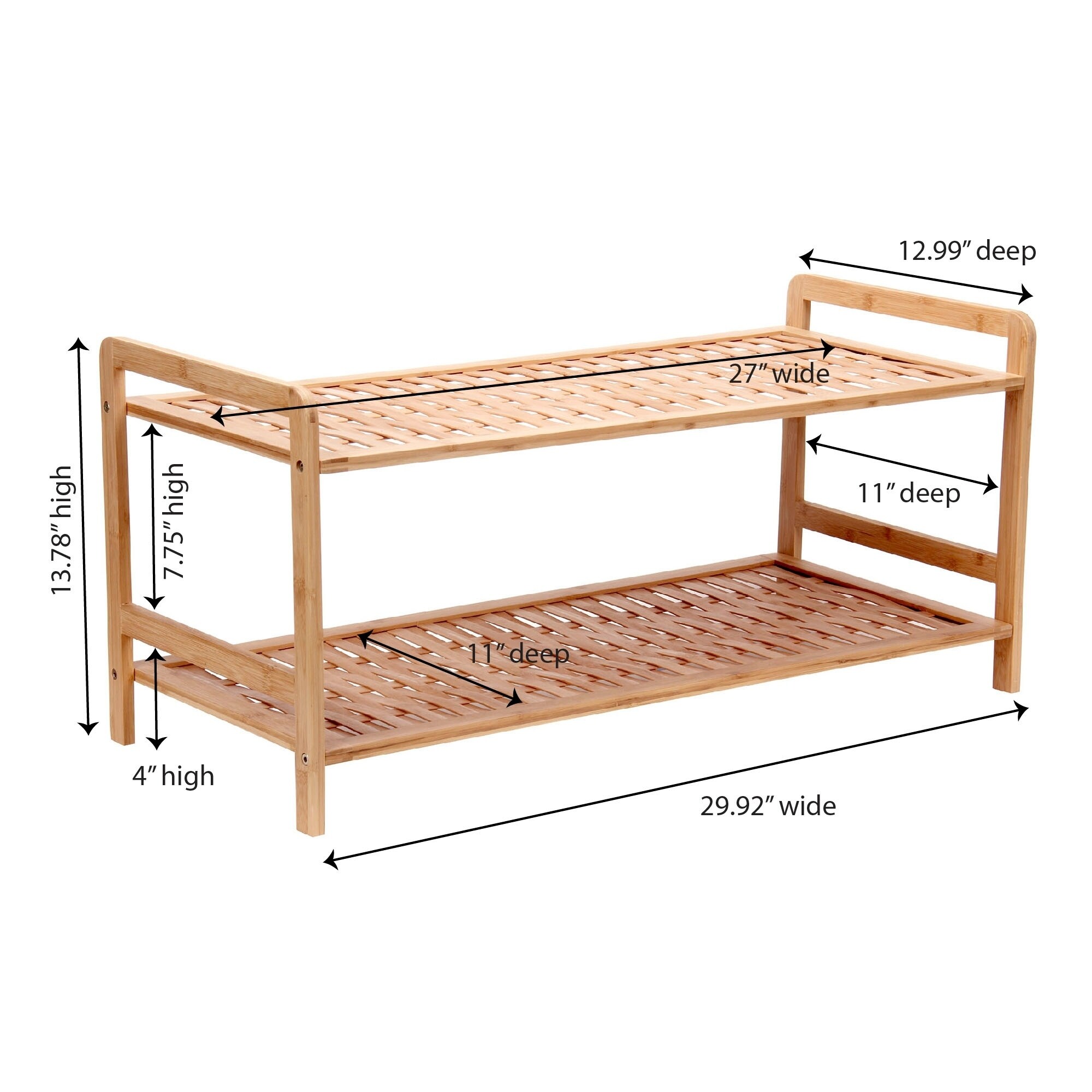 Shop Bamboo 2 Tier Basket Weave Shelf Shoe Rack Overstock 14079547