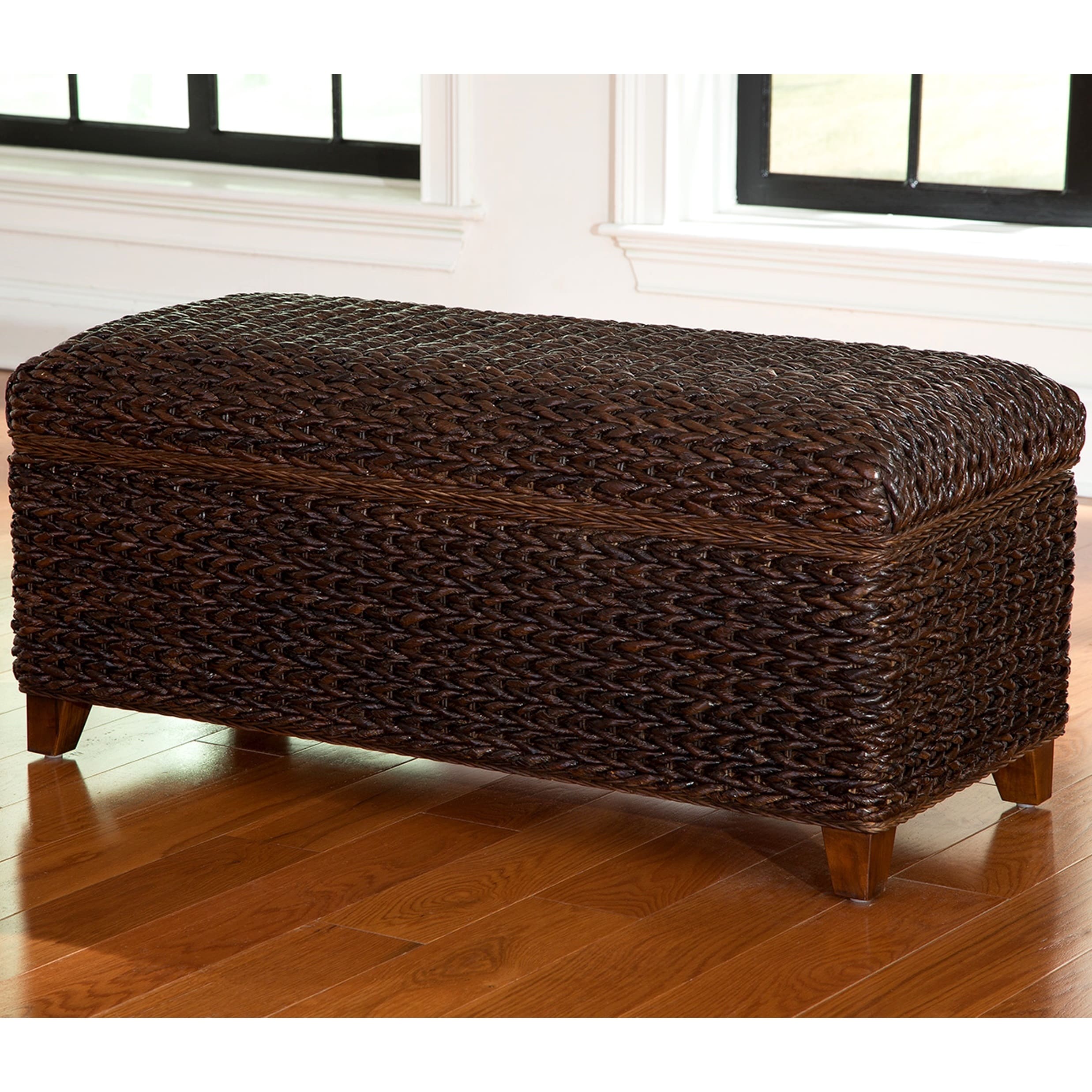 Modern Country Style Hand Woven Dark Brown Banana Leaf Bed Modern Country Style Hand Woven Dark Brown Banana Leaf Bed